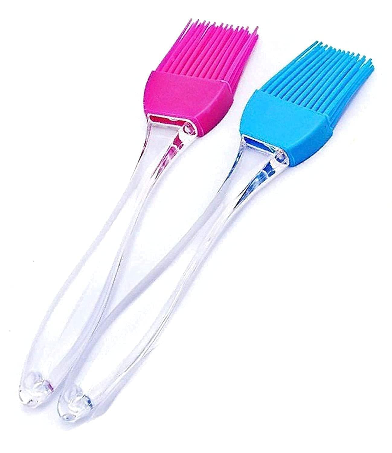 Silicone Pastry Brush Set With Transparent Handle  2 Pack Heat Resistant Oil Brush For Cooking, Baking, Bbq & Tandoor | Food Gr