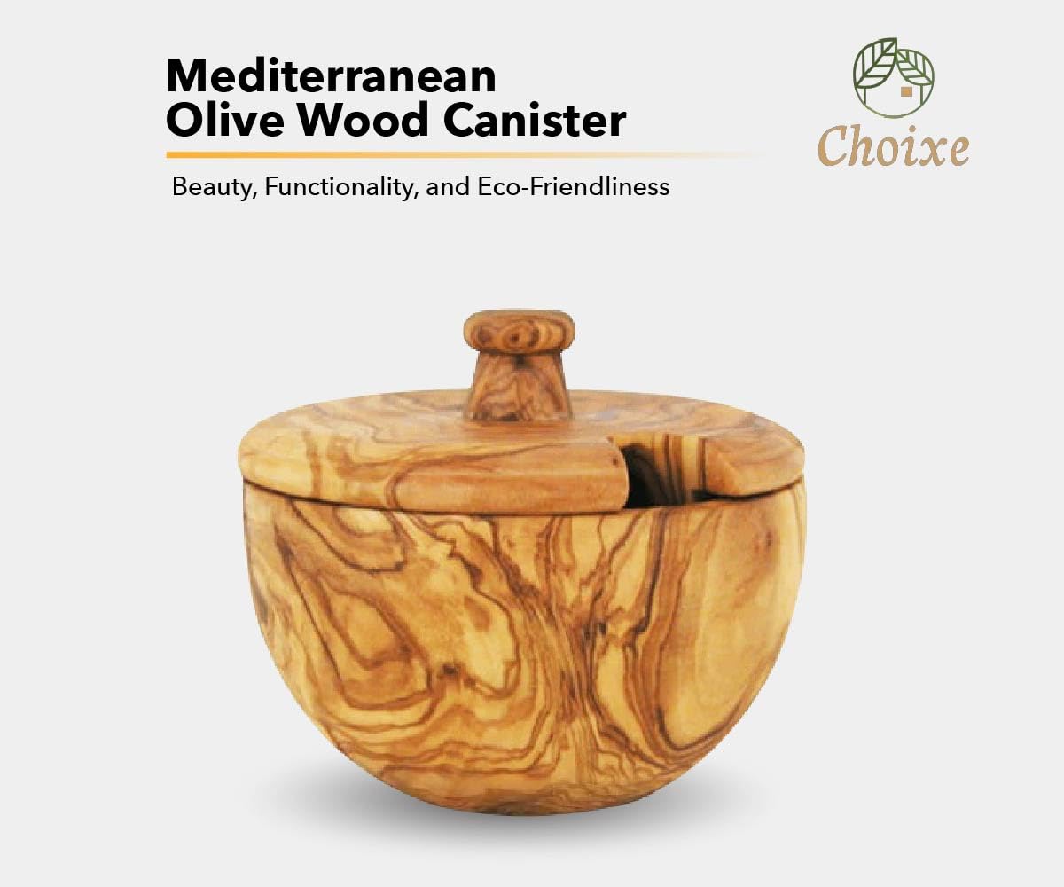 Mediterranean Olive Wood canister(D0102H5TRH2)