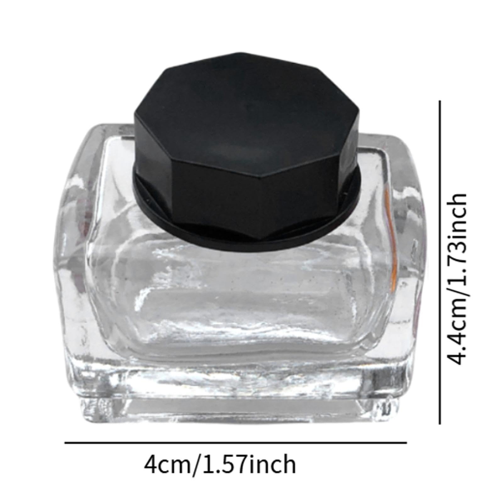 Luwecf 2Pcs Empty Ink Bottles Glass Bottles Clear Jar Bottles Pigment Container with Cap Storage Bottles for DIY Art Crafts Liqu