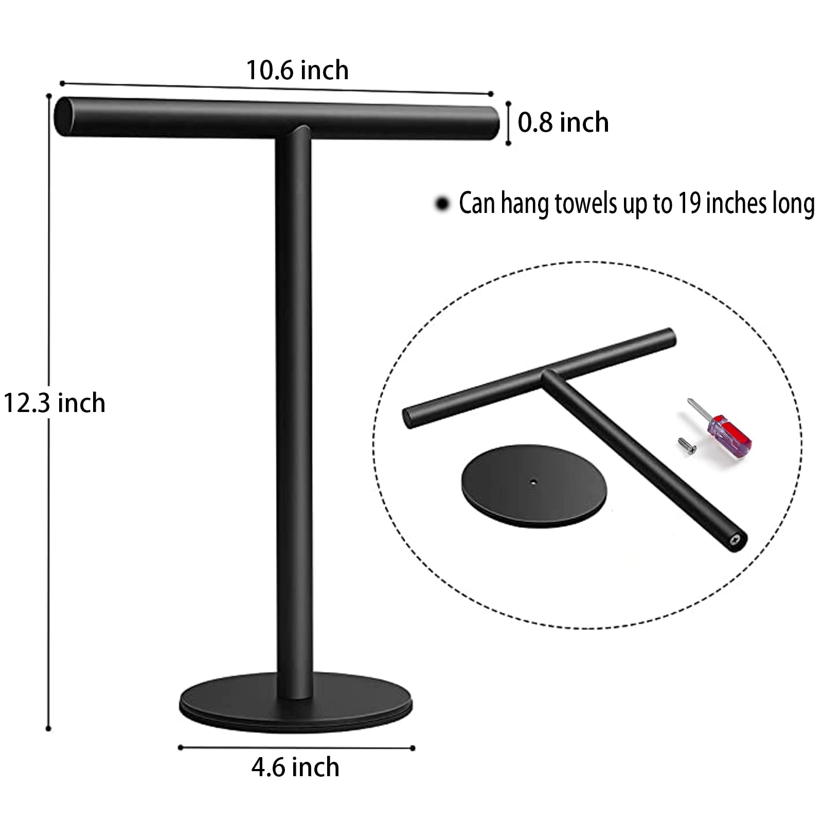 Hand Towel Holder Stand For Bathroom Vanity Countertop Matte Black T-Shape Towel Bar Rack Stand Towel Bar For Bathroom Kitchen