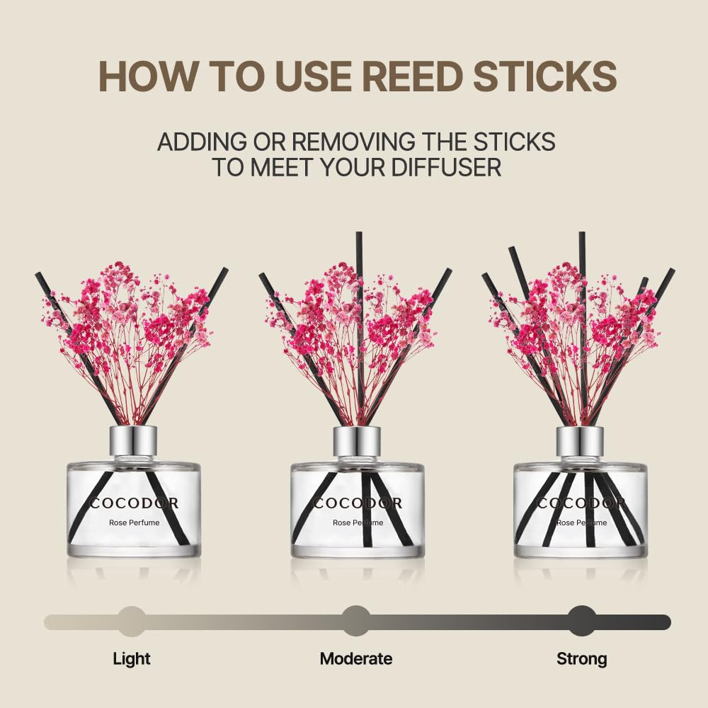 COCODOR Flower Reed Diffuser Set / 6.7oz / Gardenia/Scent Diffuser with Sticks Home Fragrance Reed Diffuser for Bathroom Shelf D