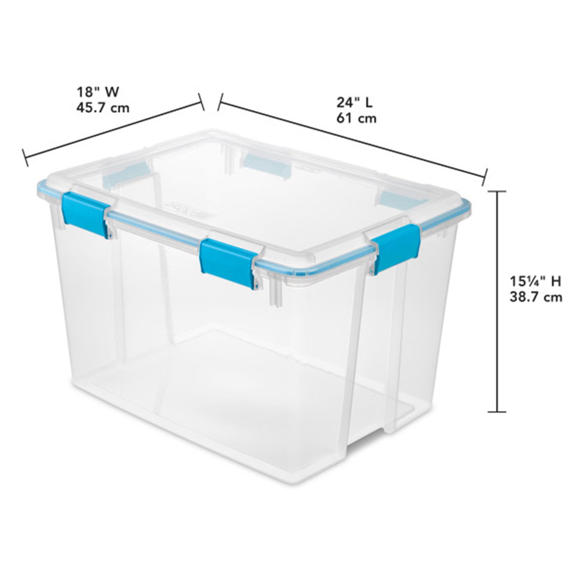 Sterilite Gasket Box, Stackable Storage Bin With Latching Lid, 80 Quart, 12 Pack