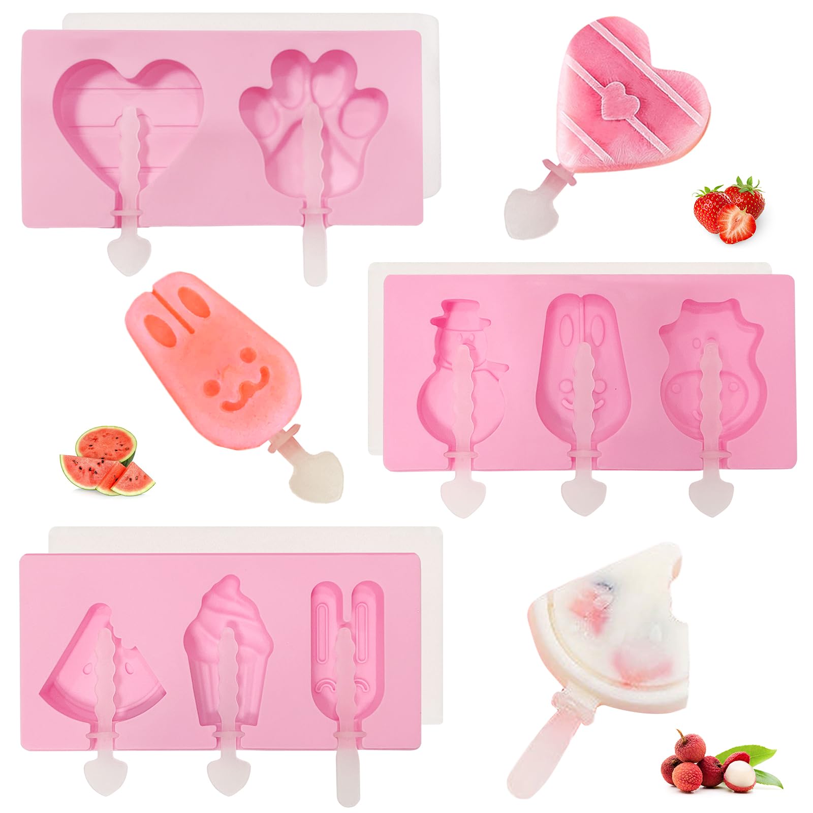 3 Pack Popsicle Molds, Silicone Popsicle Molds For Kids, Ice Pop Mold With Lids, 12 Reusable Sticks For Homemade Ice Cream Popsi