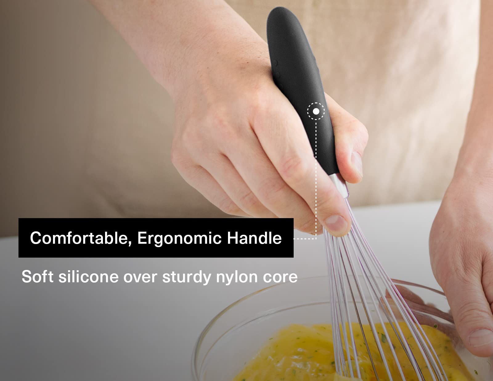 Misen Deluxe Stainless Steel Balloon Whisk - Ergonomic Silicone Grip - Versatile Cooking Whisk For Eggs, Cream, Dishwasher Safe,