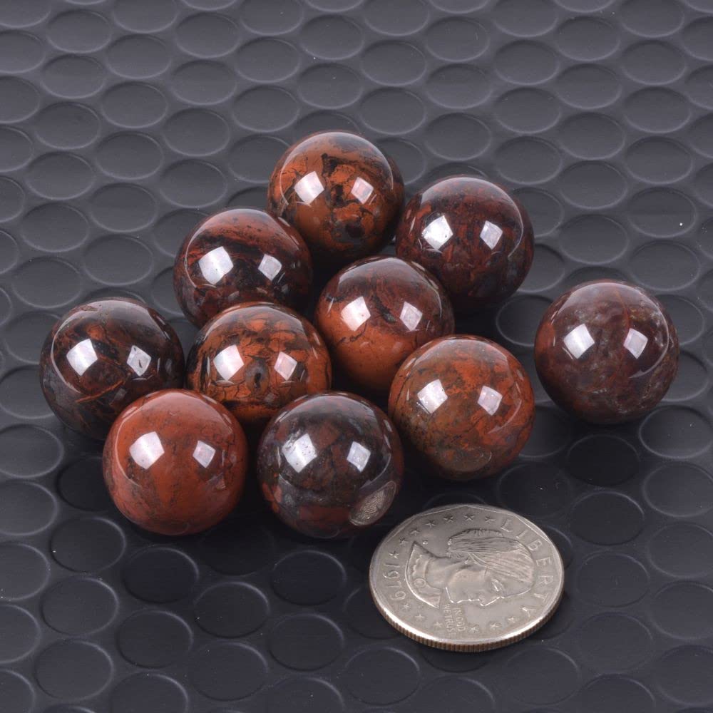 Justinstones Natural Red Brecciated Jasper Tumble 20mm Gemstone Healing Crystal Energy Ball Round Sphere Specimen Collection Poc