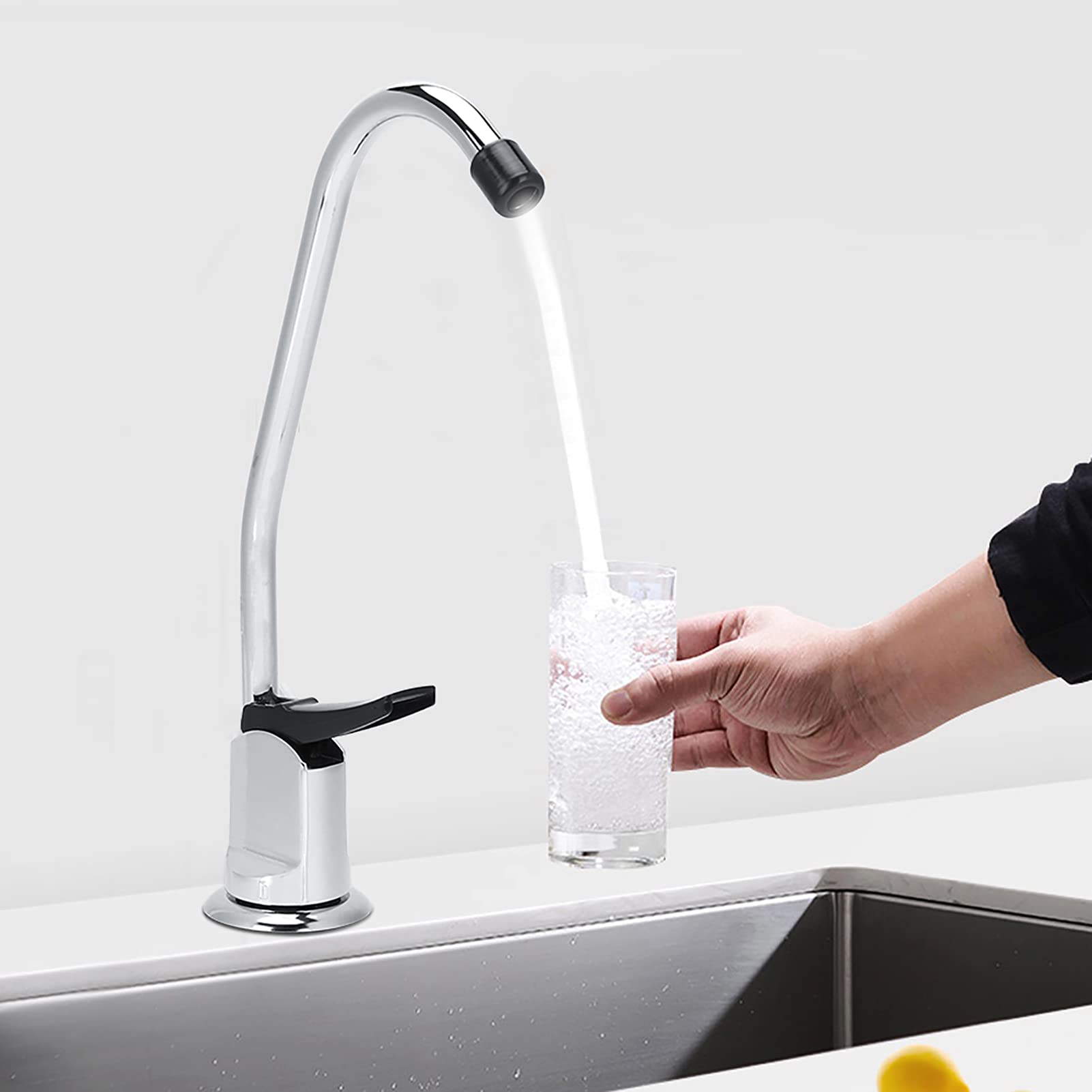 Stainless Steel Faucet Chrome Plated Reverse Osmosis Goose Neck Fast Connection Drinking Water Filter Kitchen Tap Kitchen Water