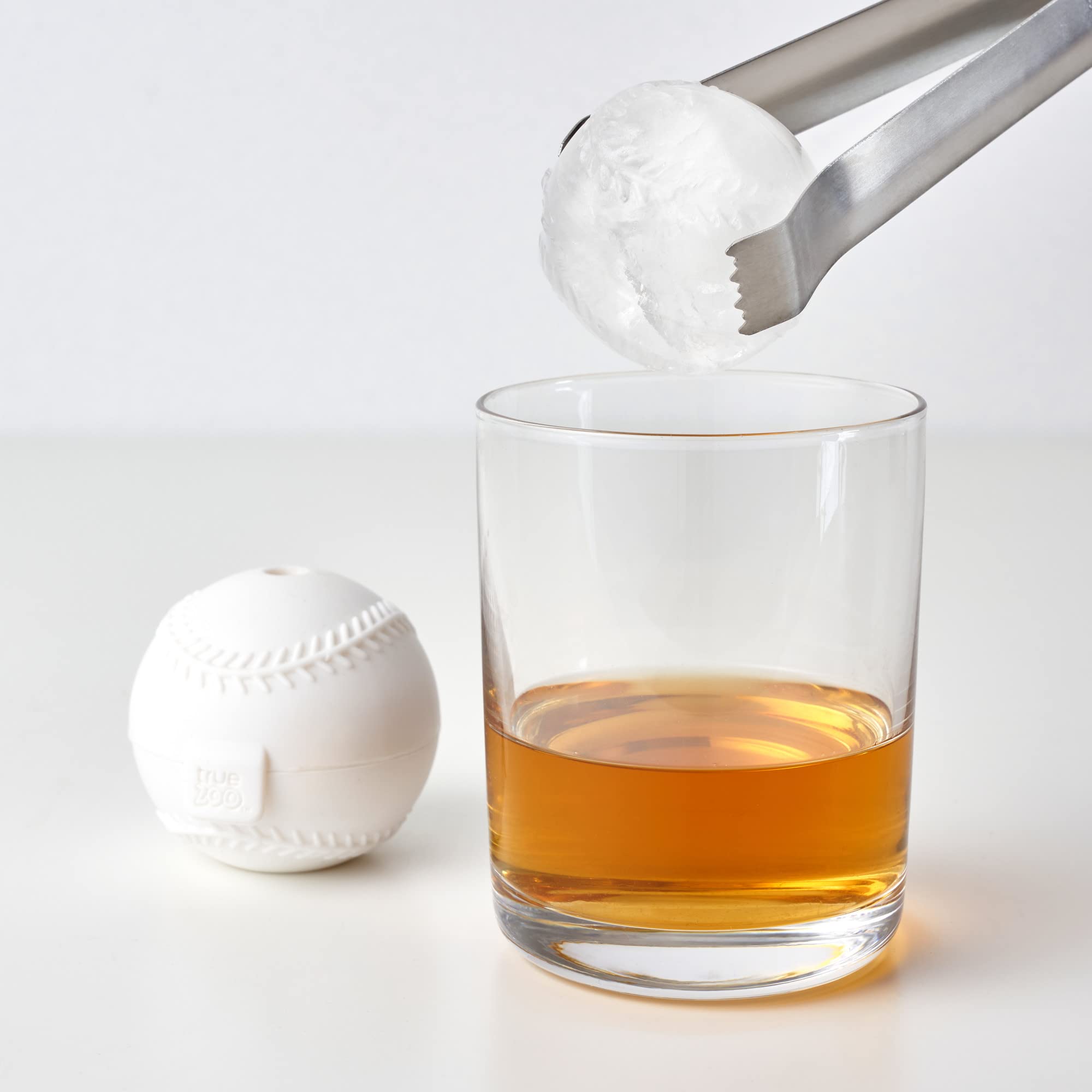 True Zoo Baseball Ice Mold, Silicone Ice Sphere Mold, Novelty Ice Maker, Set Of 1, White, Dishwasher Safe, Ice Cube Tray