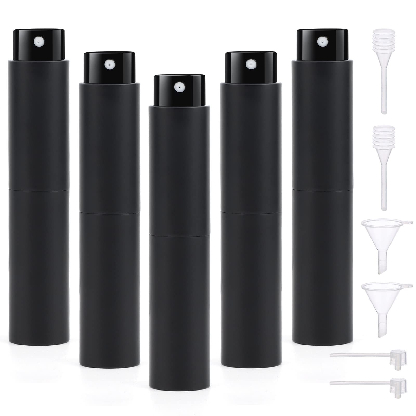 Segbeauty Perfume Travel Refillable, 5 Packs 10Ml Fine Mist Spray Bottles With Funner And Dropper, Empty Travel Size Atomizer Sp