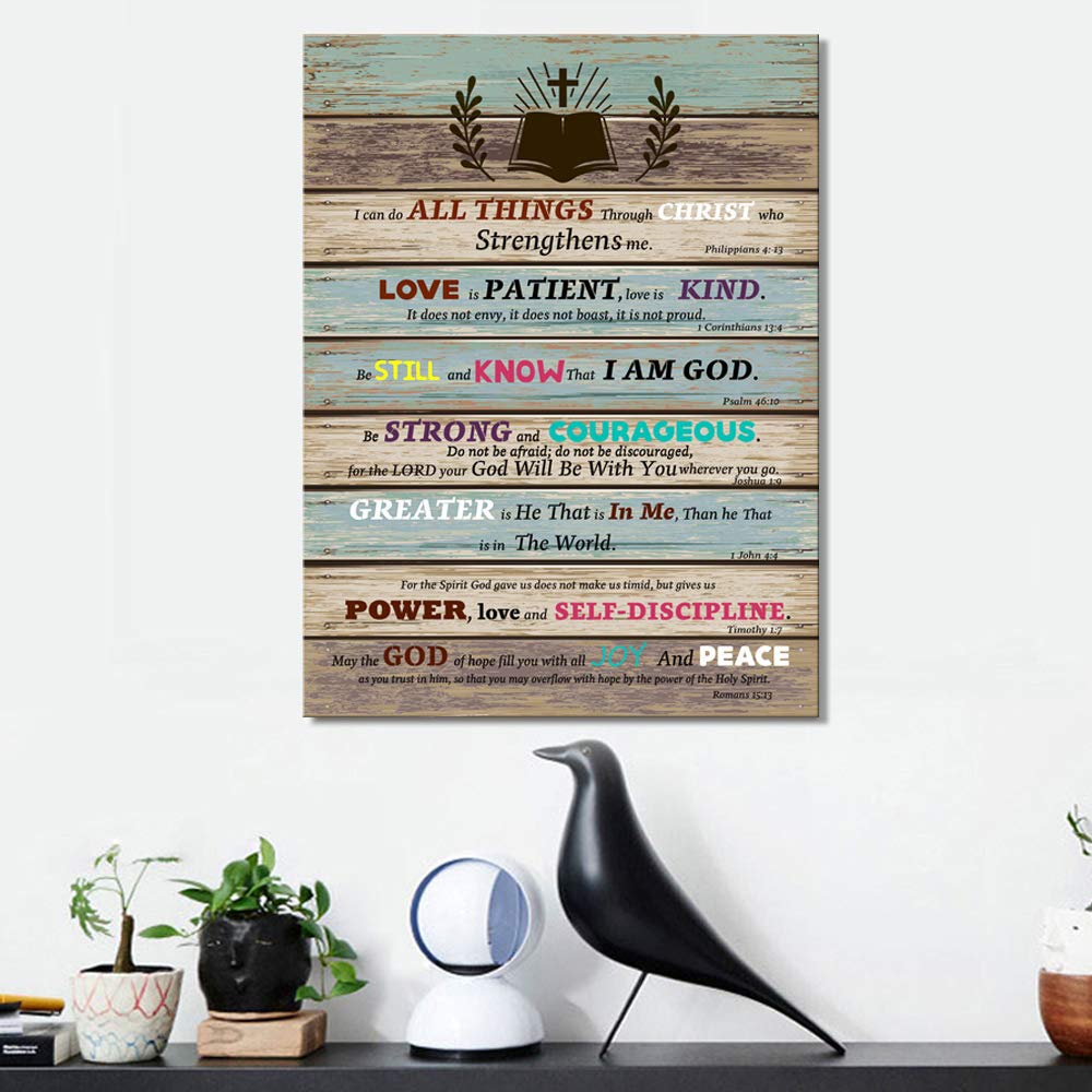 Inspirational Wall Art Scripture Bible Verse Wall Art Christian Canvas Art For Office Bathroom Bedroom Wall Decor Rustic Farmhou