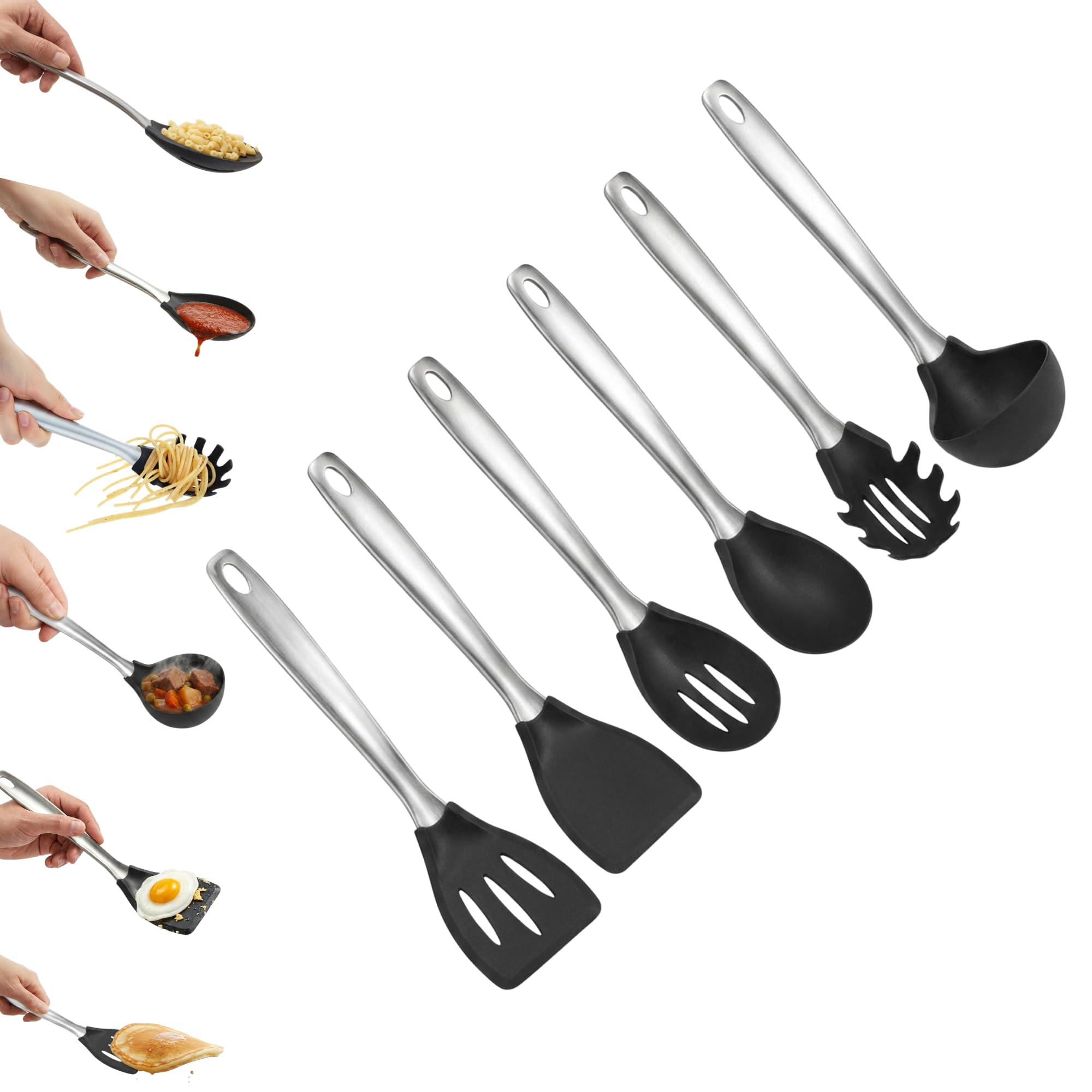 Amco  6Piece Nylon Utensil Set  Black, Set of 6