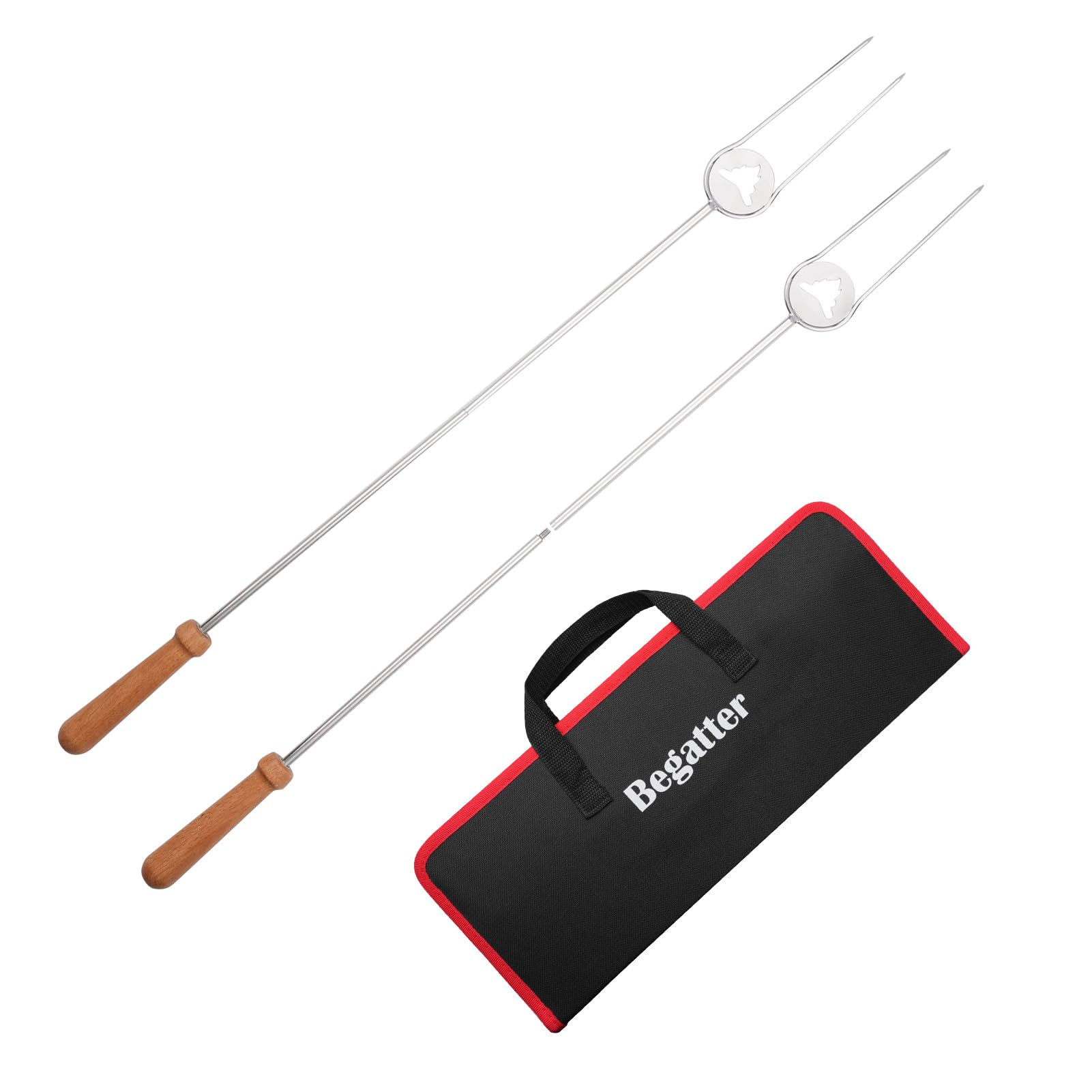 Begatter Heavy Duty Hot Dog Roasting Sticks For Campfire, Extendable Marshmallow Sticks For Fire Pit, 32'' Long Smores Sticks, S