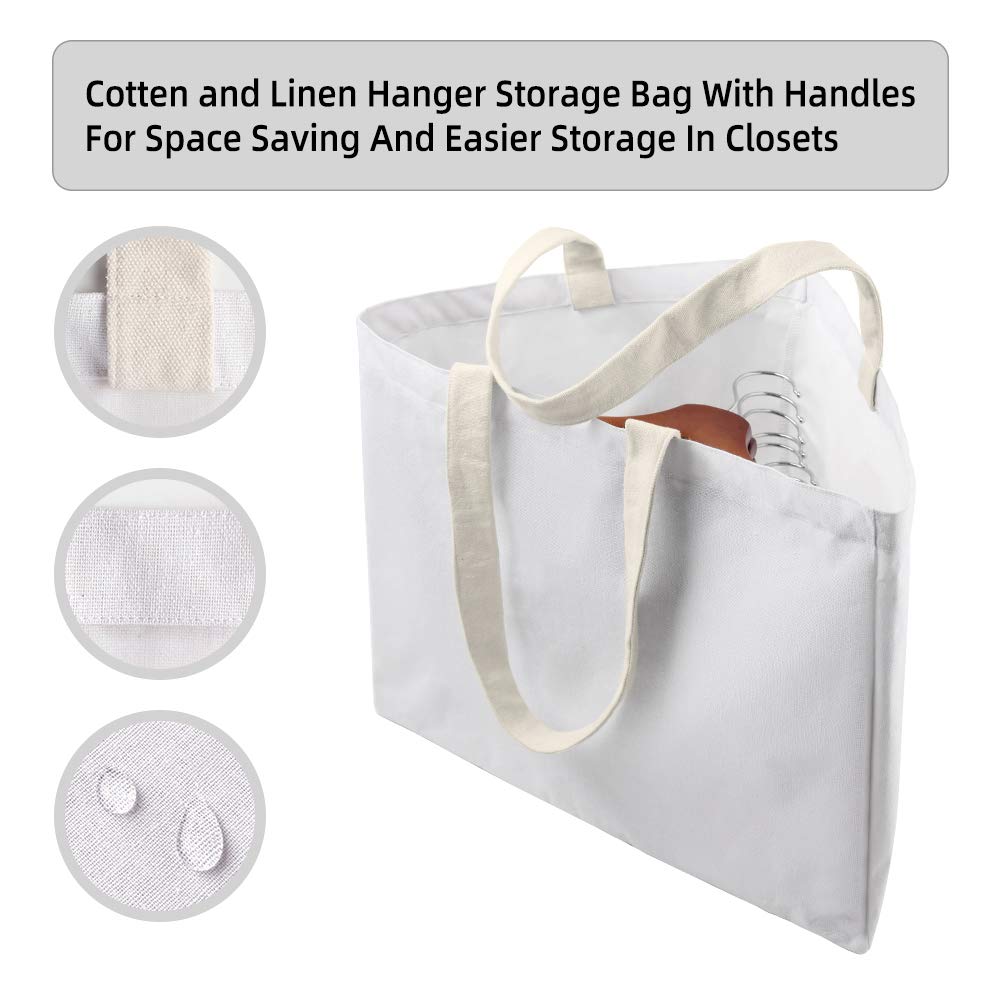 Clothes Hanger Organizer Holder for Space Saving  Hanger Triangle Storage Bag with Handles for Closet Tidier Laundry Rooms Wardrobe Drying Rack  Waterproof Portable Stacker Container (White)