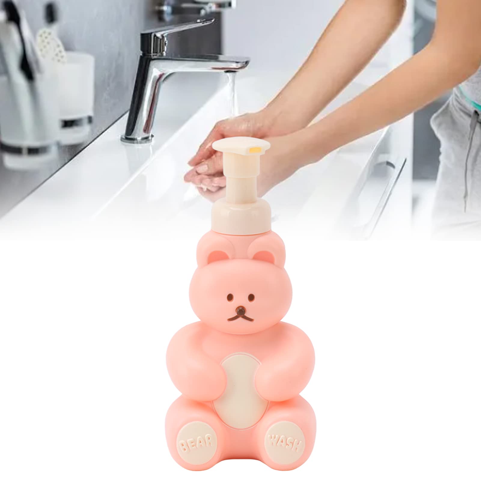 Empty Liquid Hand Dispenser Bottle Cartoon Bear Shape Shower Container Pump Bottle For Hand Washing (Large )