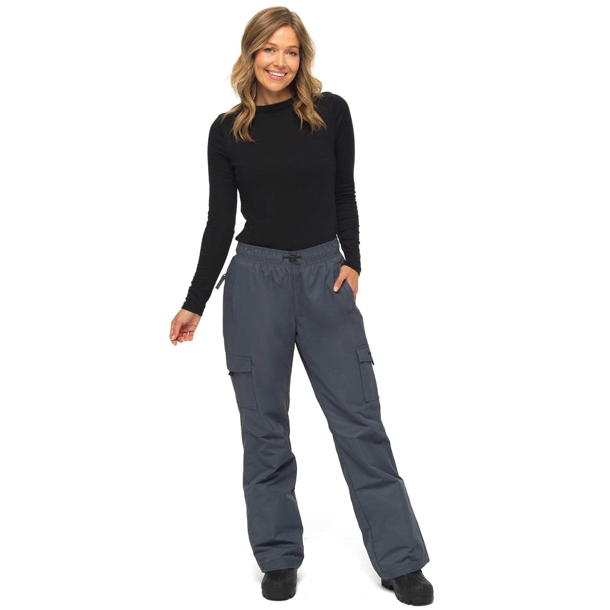 Arctix Womens Lumi Pull Over Fleece Lined Cargo Snow Pants, Steel, 1X Tall