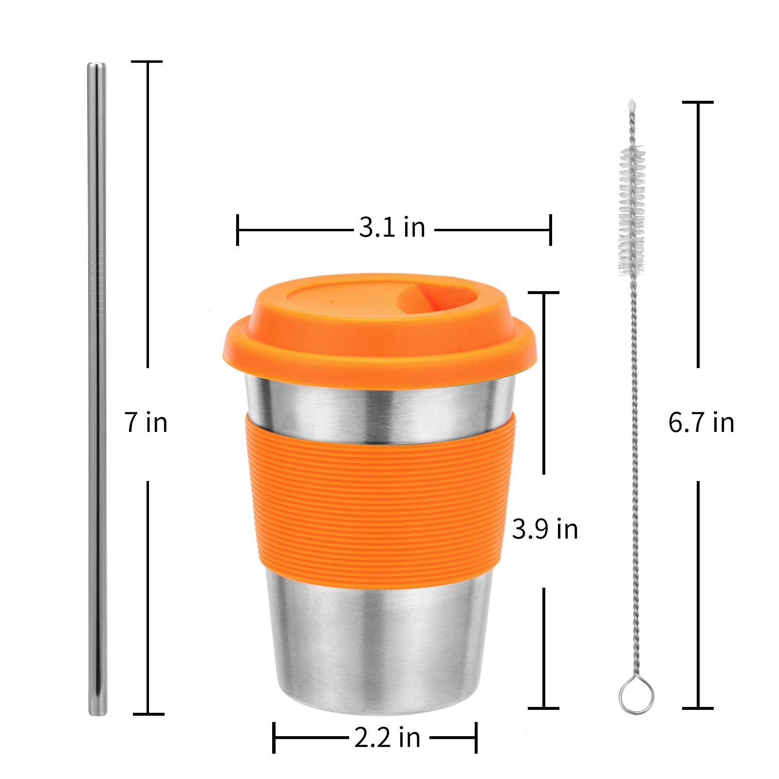 Dorihom Kids Stainless Steel Cups, Metal Drinking Glasses With Silicone Lids &Sleeves& Straws, Perfect For Indoor And Outdoor Ac