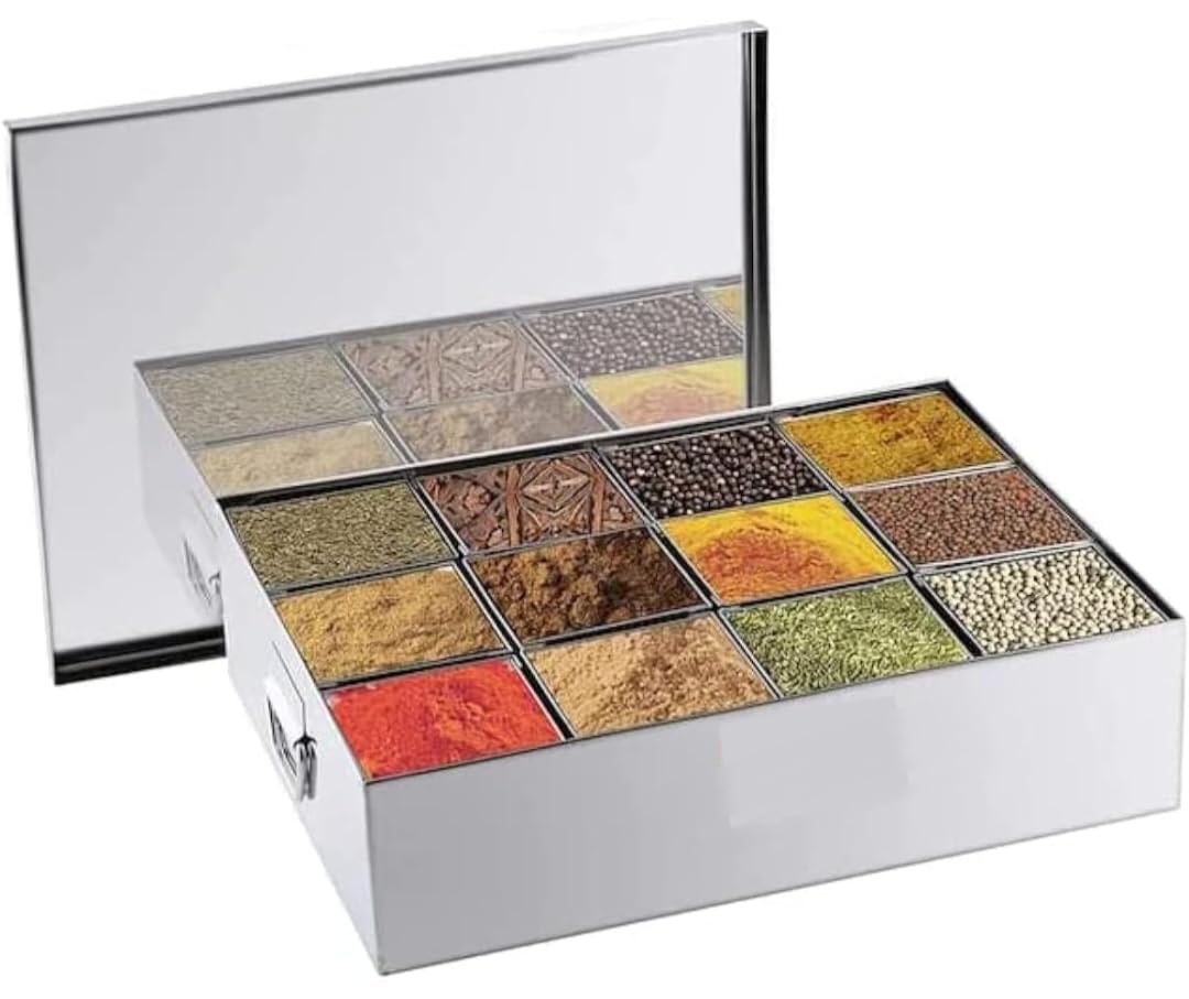 Stainless Steel Commercial Masala Dabba Spice Box | Big Masala Dani| Jumbo Masala Box With 12 Compartments