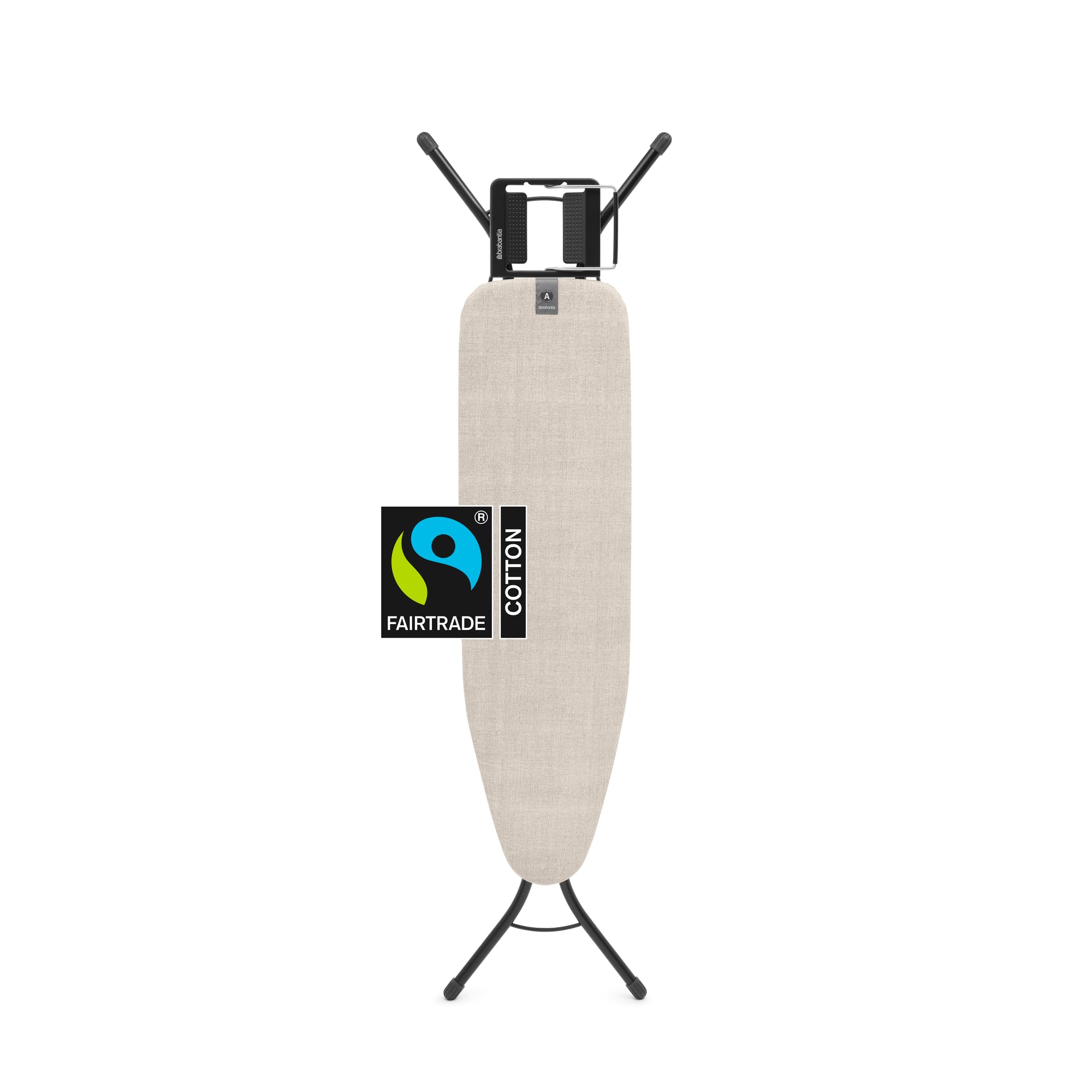 Brabantia Compact Ironing Board with Left/Right Adjustable Steam Iron Rest | Small (Size A) | Fairtrade Denim Gray Cover | Adjus