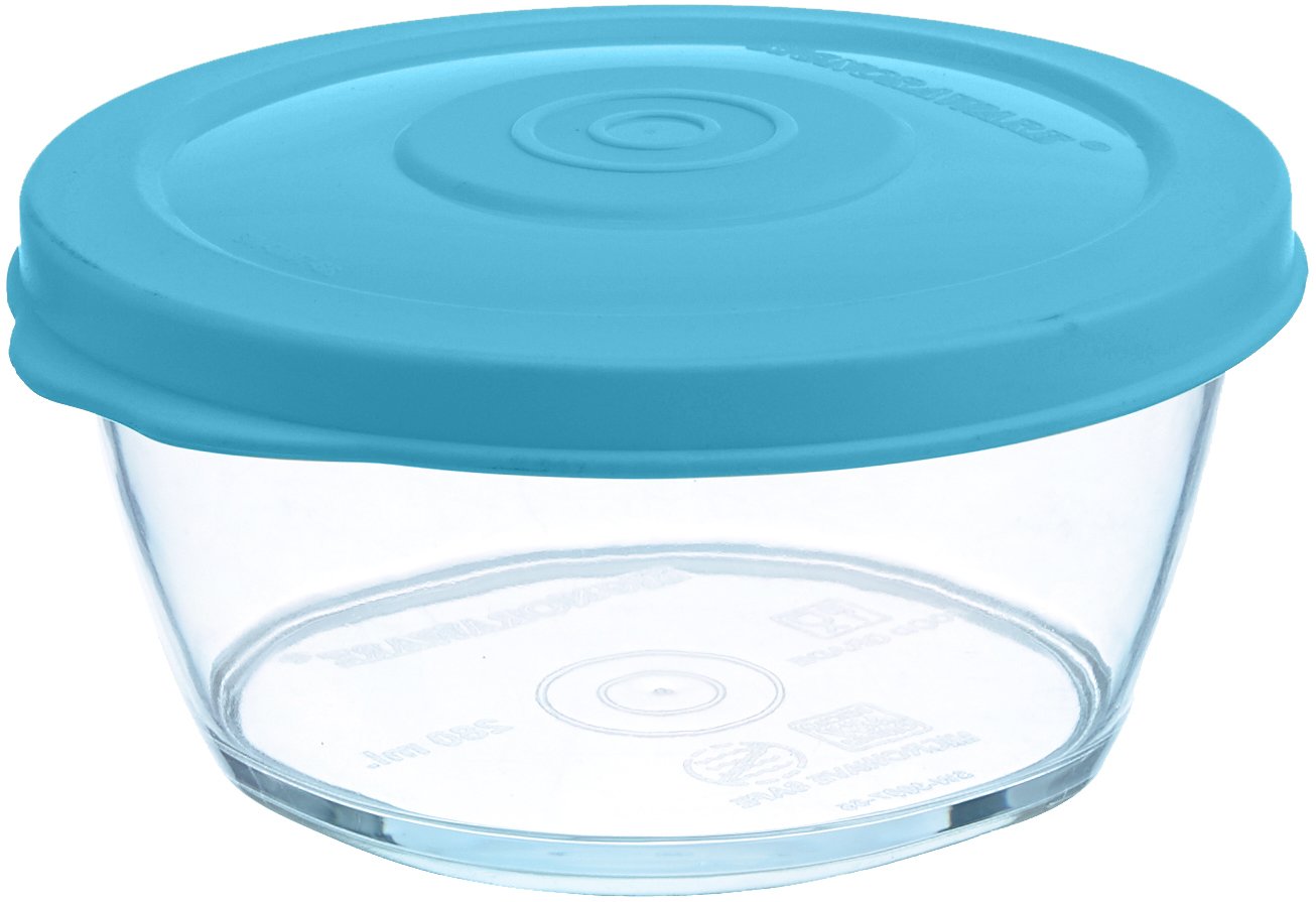 Signoraware Crystal Clear Round Small Container With Seal, 280Ml, Set Of 1, T Blue