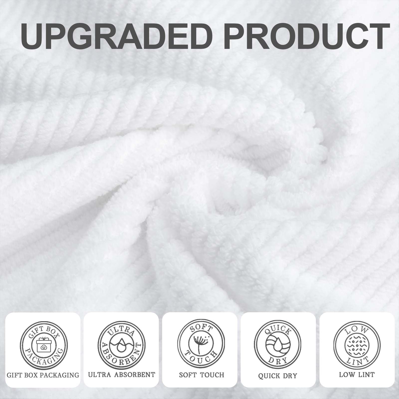 Voova & Movas White Bath Towels Set Of 4, Large 30'' X 56'' - 100% Cotton | Quick Dry | Light Weight | Thick | Soft | Absorbent,