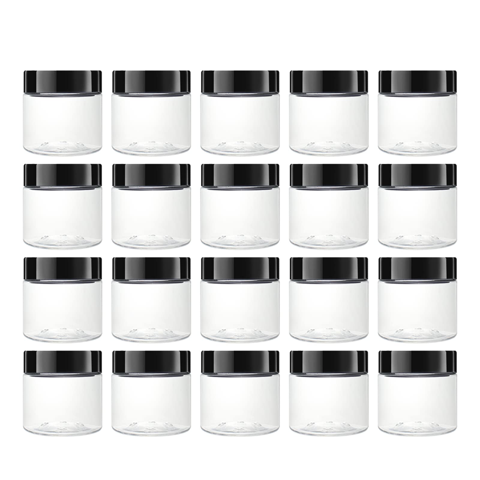 Zmybcpack 20 Pack 2 Oz Round Clear Plastic Slime Jars With Lids, Pet Containers, Storage Jars, Travel Jars For Cosmetic, Makeup,