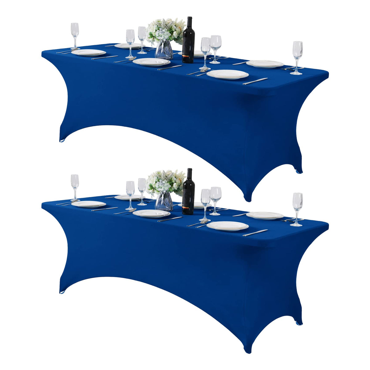 Hezuzo 2Pack Spandex Table Cover For 8Ft Table Universal Fitted Stretch Tablecloth For Party, Banquet, Wedding And Events-Classi