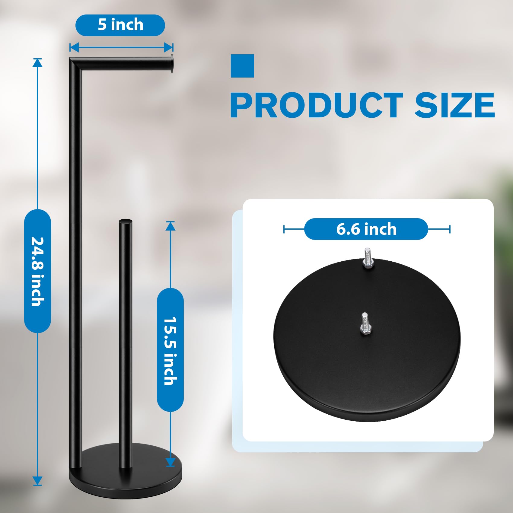 Toilet Paper Holder Stand  Toilet Paper Stand Black  Free Standing Toilet Paper Holder  Toilet Paper Holder with Storage by Bathth