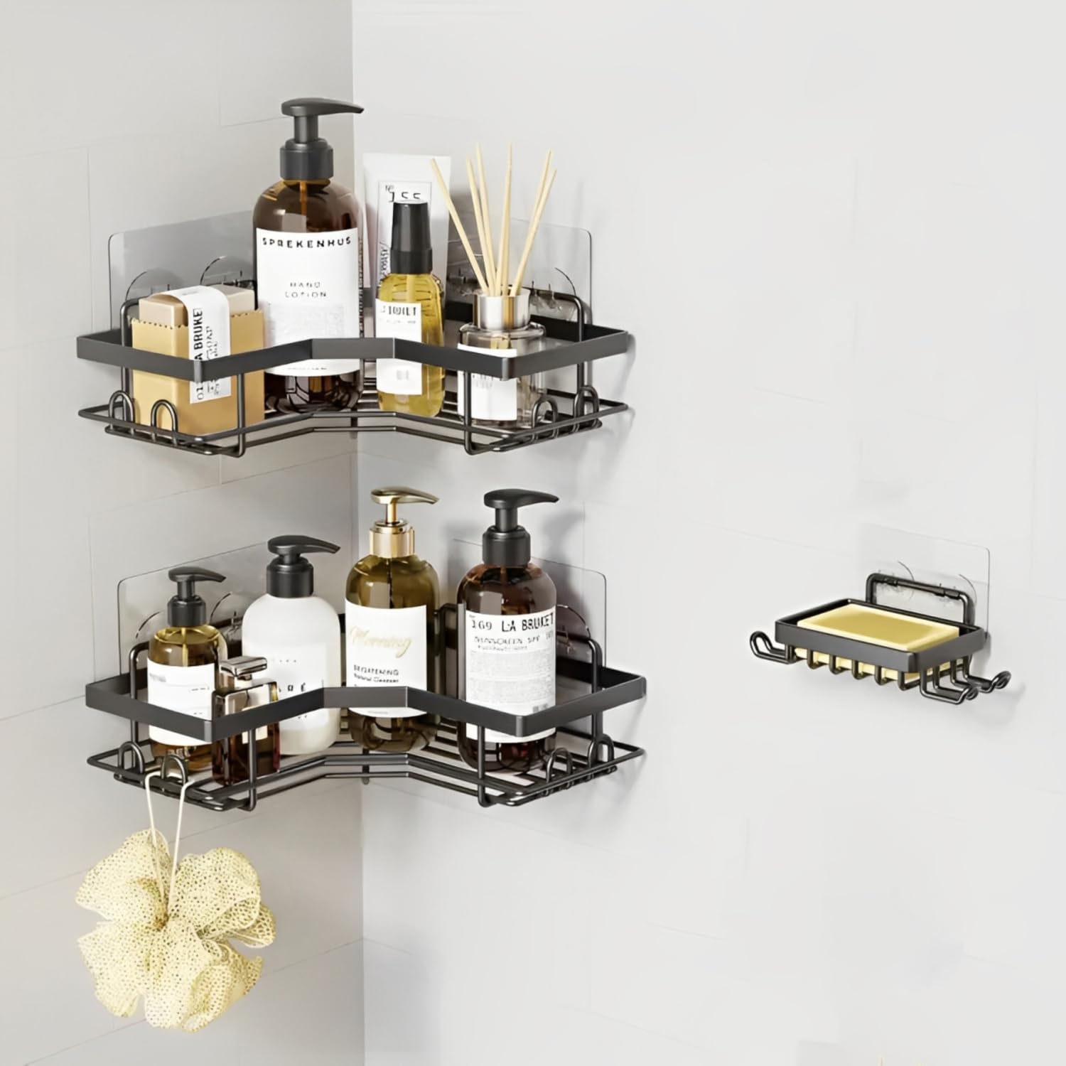 Toro Stainless Steel Self Adhesive Bathroom Shelf For Wall Bathroom Organiser For Accessories Items Bathroom Stand/Rack/Shelves 