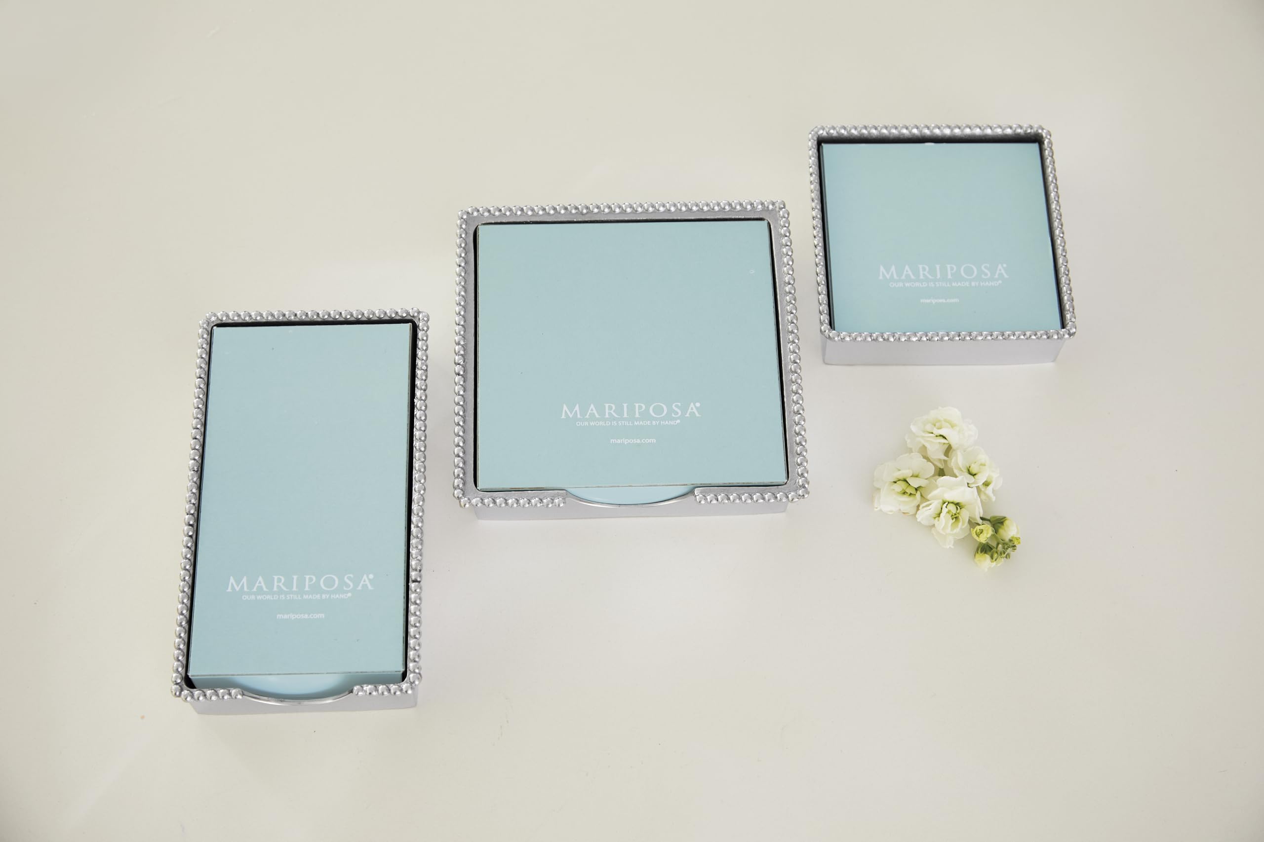 Mariposa Beaded Guest Towel Box, One Size, Aluminum