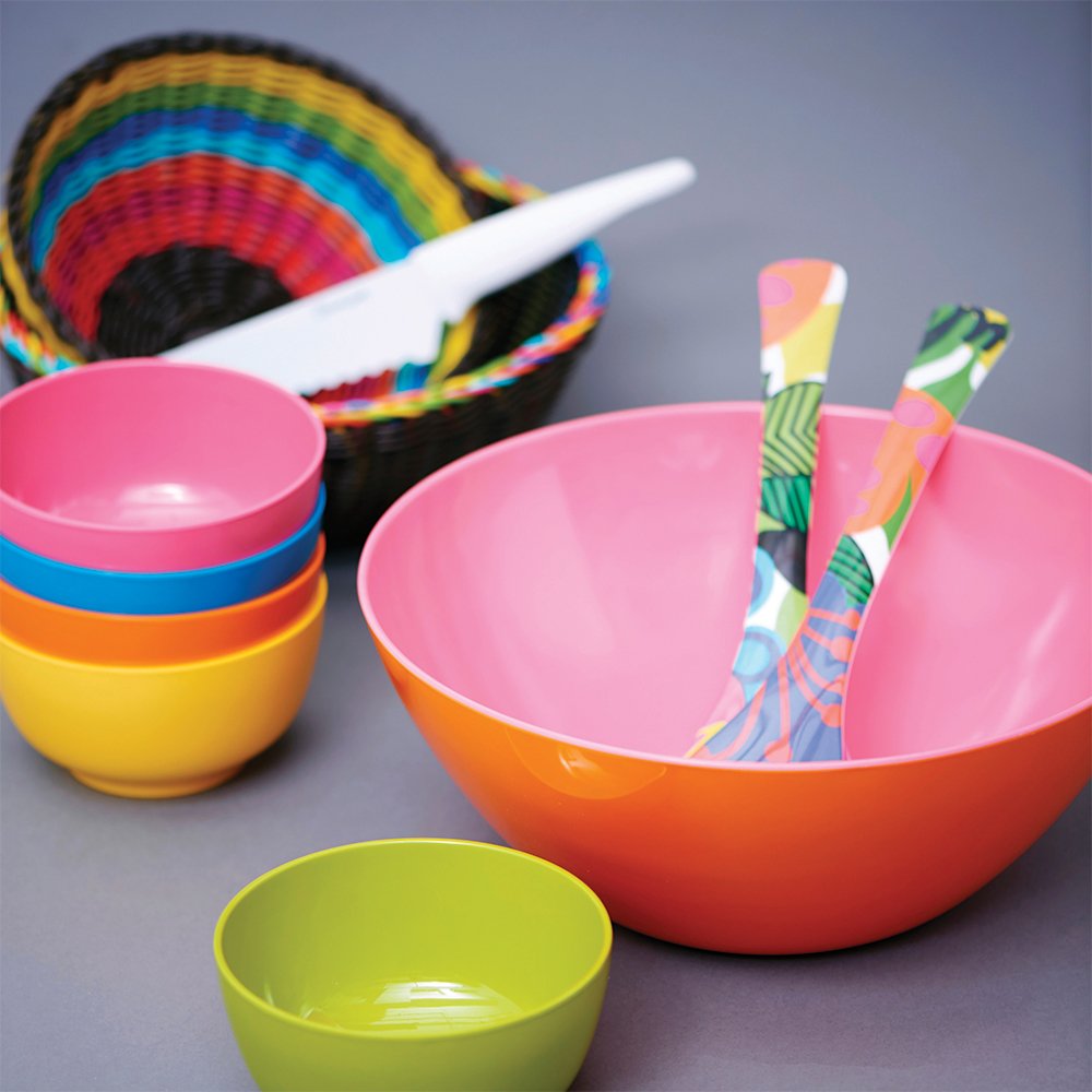 French Bull 12.5'' Serving Bowl - Melamine Dinnerware - Salad, Mixing, Pasta (Orange/Pink Two Tone)