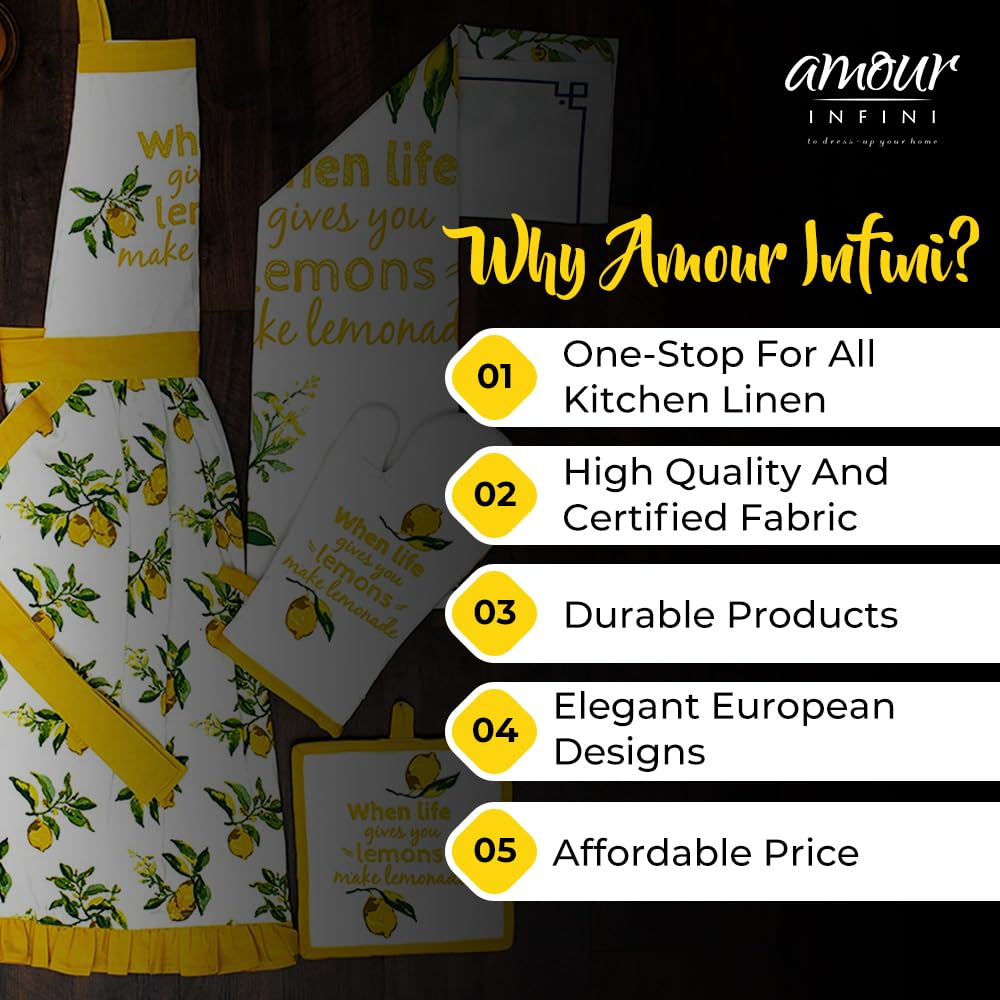 Amour Infini Kitchen Apron For Women With Pockets Cotton Printed Aprons For Baking, Gardening, Painting Reusable And Washable (2