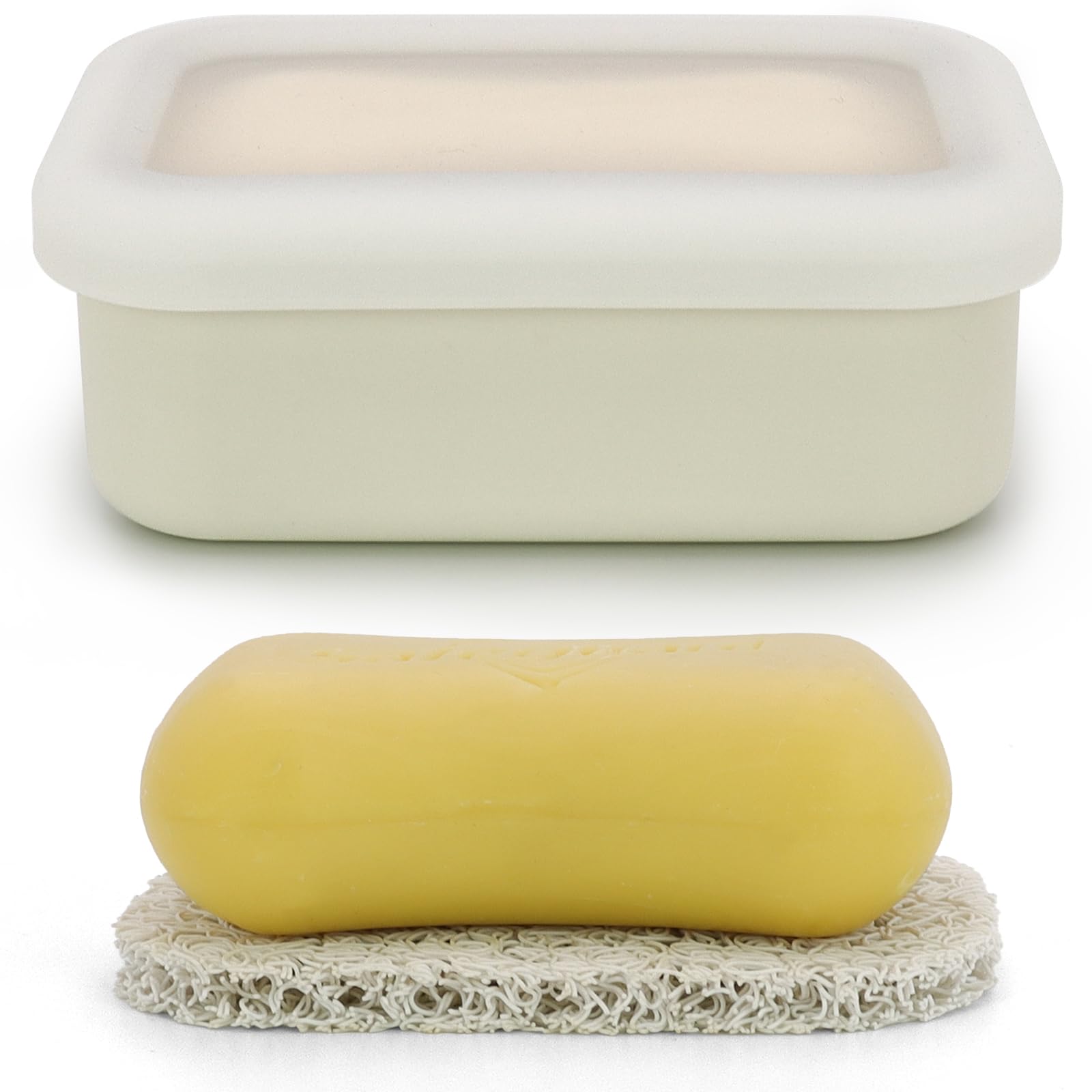 Aimaiaimai Compact Leakproof Travel Soap Case, Silicone Travel Soap Container, Portable Soap Box With Drainage Layer, Travel Soa