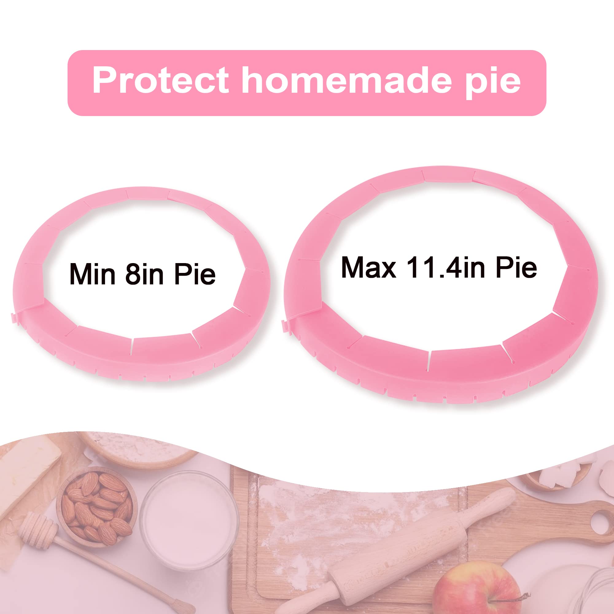 Quwolace 2 Pack Adjustable Silicone Pie Crust Shield, Pie Bpa-Free Pie Crust Protector Cover Kitchen Tool For Baking Pie Pizza,
