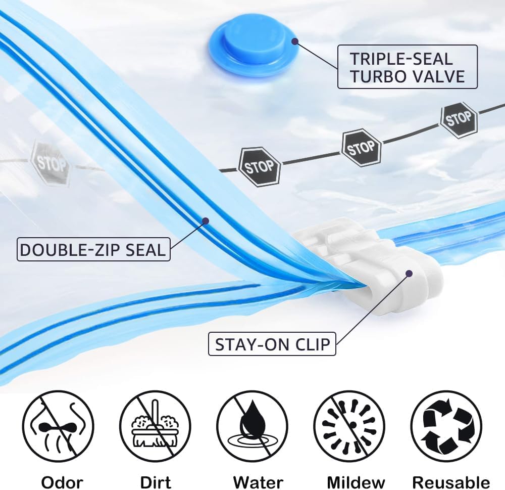 BoxLegend Vacuum Storage Bags with Hand Pump 6 Large 23.6x31.5 Thickened Vacuum Seal Bags for Clothing Coat Bedding Quilt Blanke