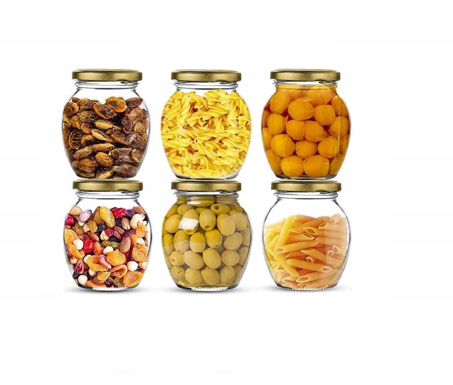 Wqr (Set Of 6) Glass Jar And Container Air Tight Black Lid For Kitchen, 500 Ml, Pack Of 06, Transparent