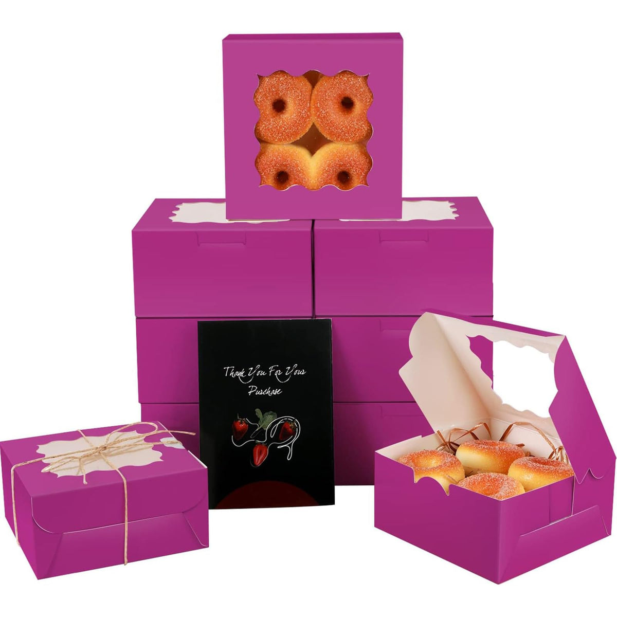 Qiqee Deep Purple Cookie Boxes With Window 36Packs 6X6X3 Deep Purple Bakery Box Pastry Box For Wedding Favor Birthday & Party