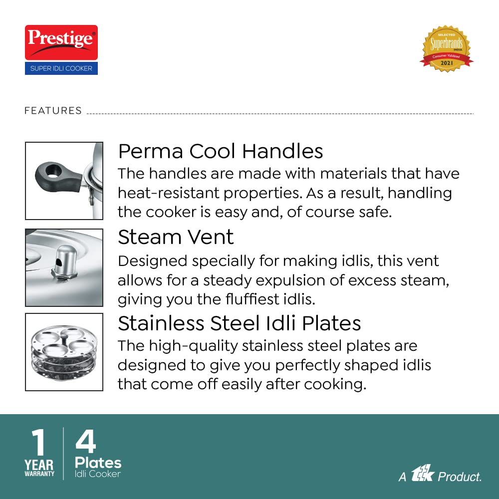 PRESTIGE PRID4 Idli Maker, Medium, Silver