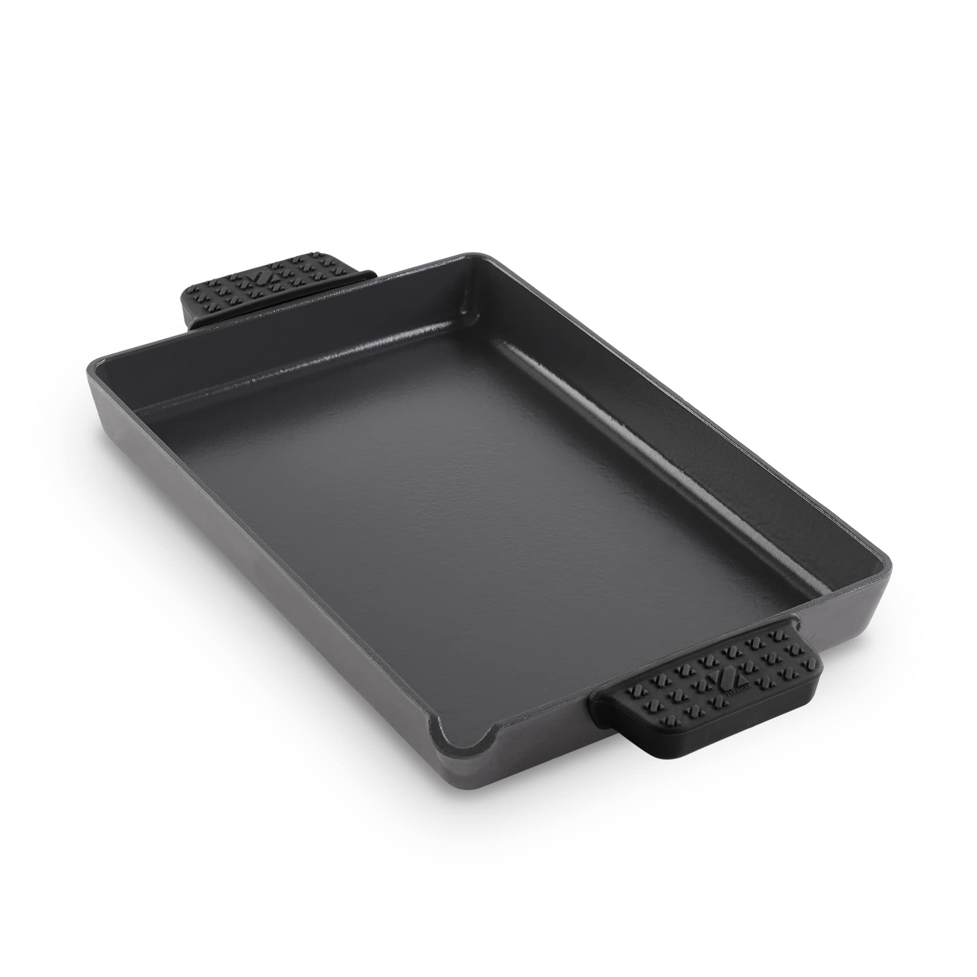 Dash Zakarian By Dash 9''X13'' Nonstick Cast Iron Pan With Pour Spout And Removable Silicone Grips For Searing, Baking, Broiling