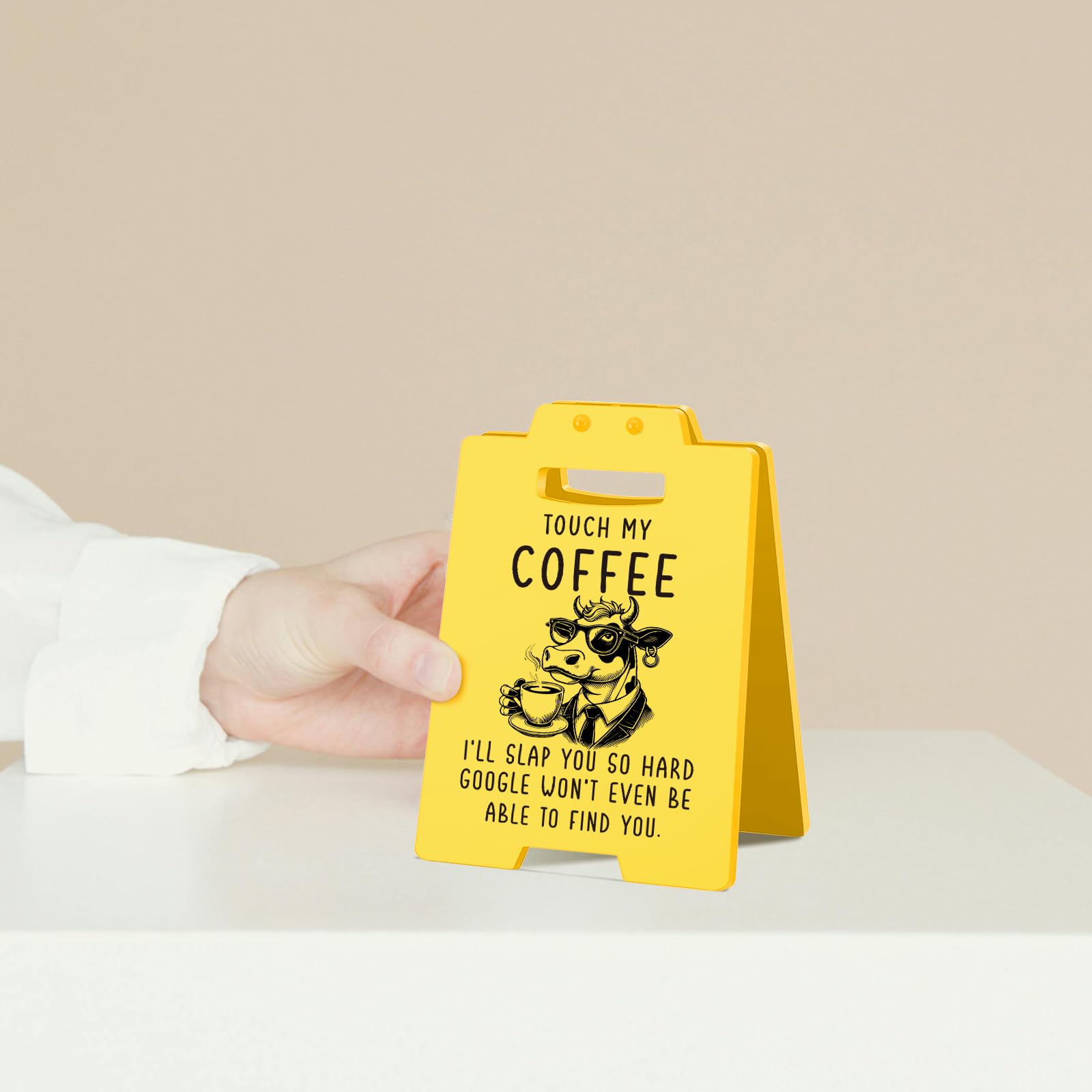 Funny Coffee Desk Sign - Humorous Office Decor for Coworkers and Coffee Lovers - Unique Coffee Gifts & Office Accessories