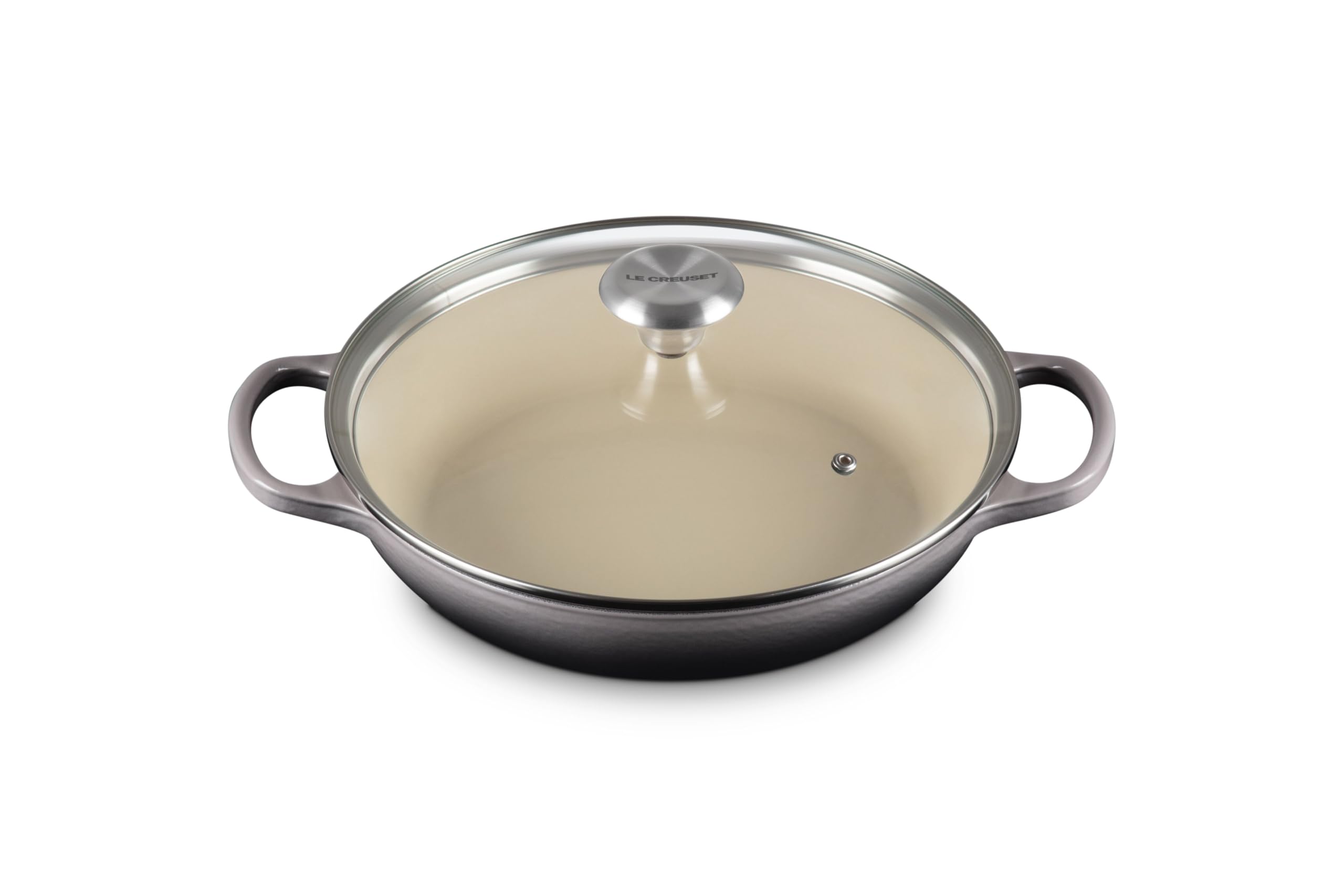 Le Creuset Enameled Cast Iron Signature Round Braiser with Glass Lid, 2.25 qt., Oyster