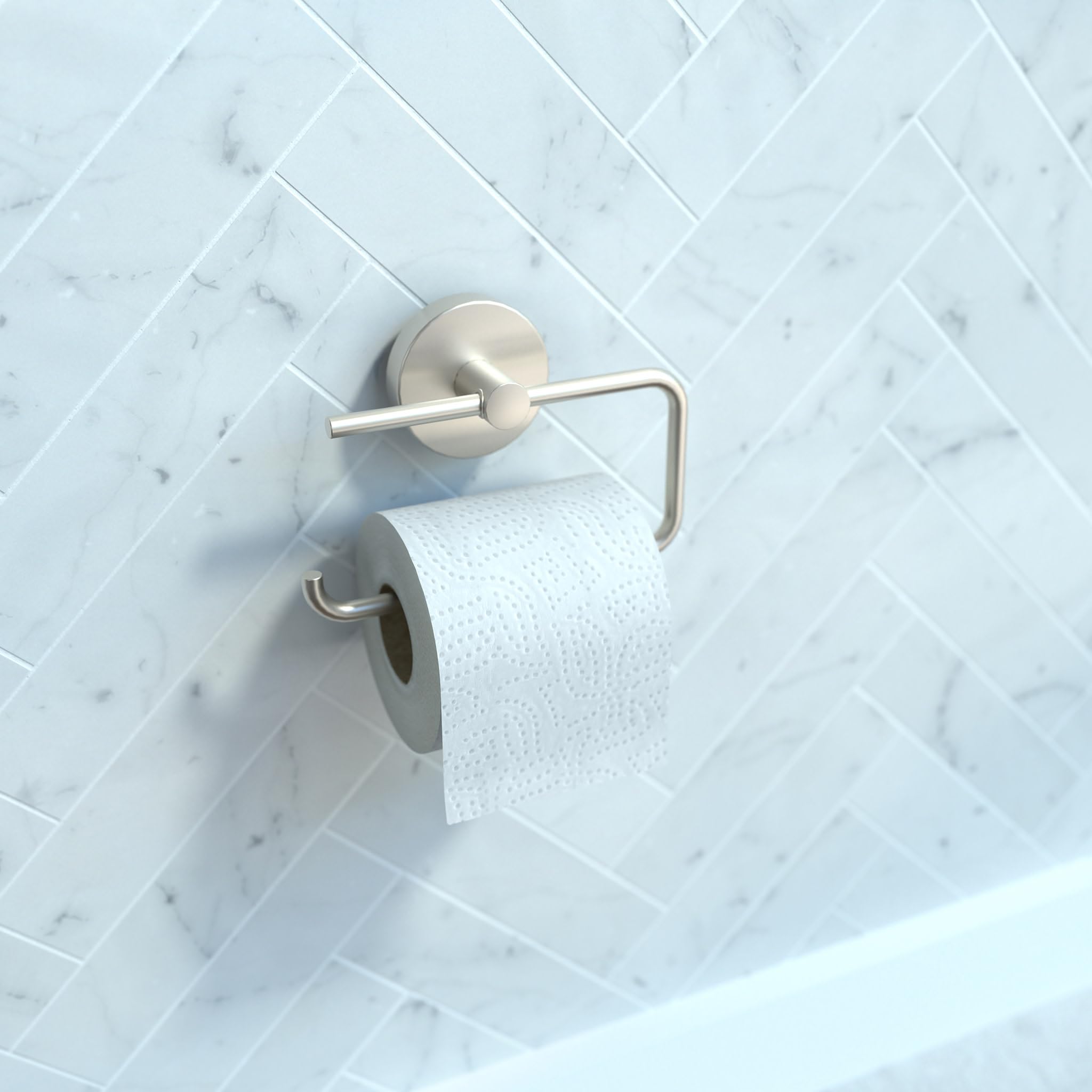 Hansgrohe Toilet Paper Holder Easy Install 6-Inch Modern Coordinating Accessories In Brushed Nickel, 40526820