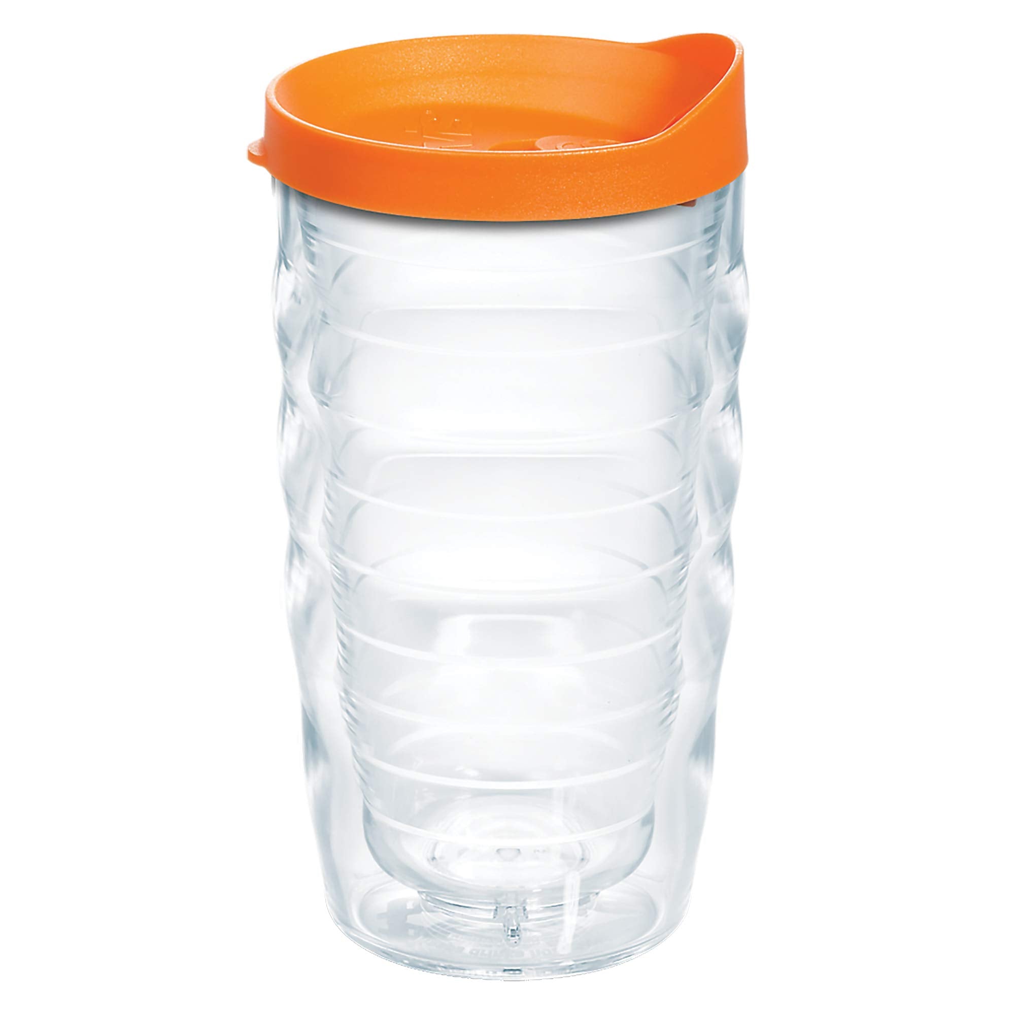 Tervis Clear & Colorful Lidded Made in USA Double Walled Insulated Tumbler Travel Cup Keeps Drinks Cold & Hot, 10oz Wavy, Orange