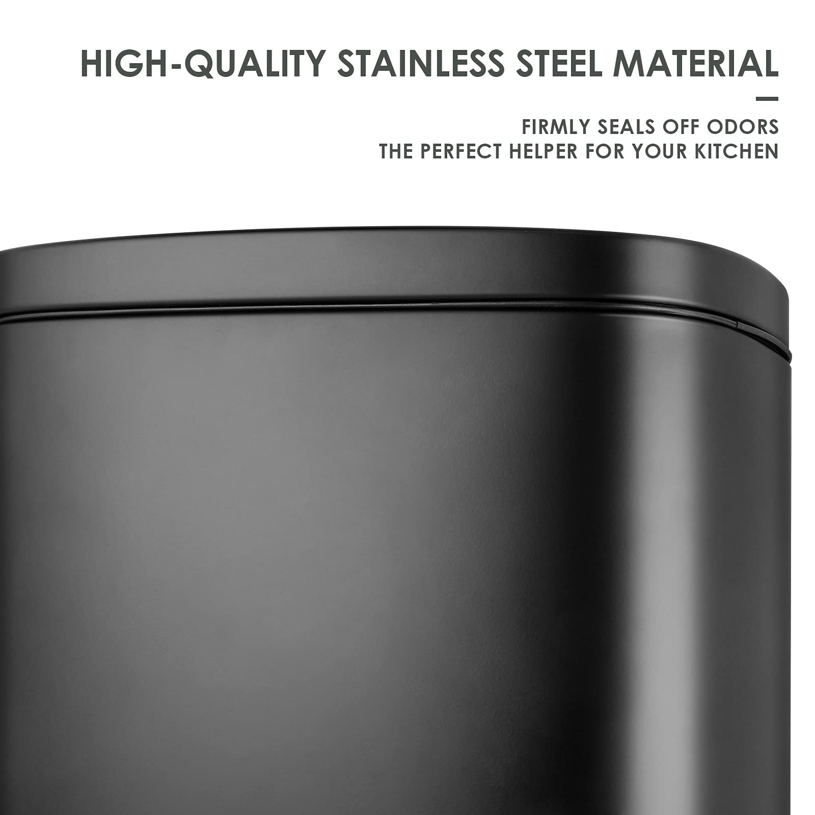 Athlike Trash Can, Stainless Steel Kitchen Garbage Can, Step Waste Bin With Hinged Lid And Removable Inner Bucket, Soft-Close, D