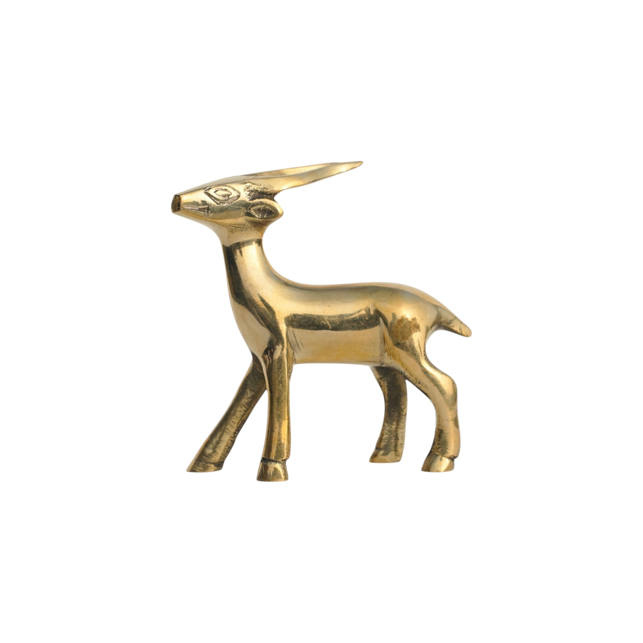 Brongs Brass Deer Statue | Height - 9.5 Cm Aprrox. | Weight - 262 Gram Approx. | Vastu Idol For Home And Office | Zonal Placemen