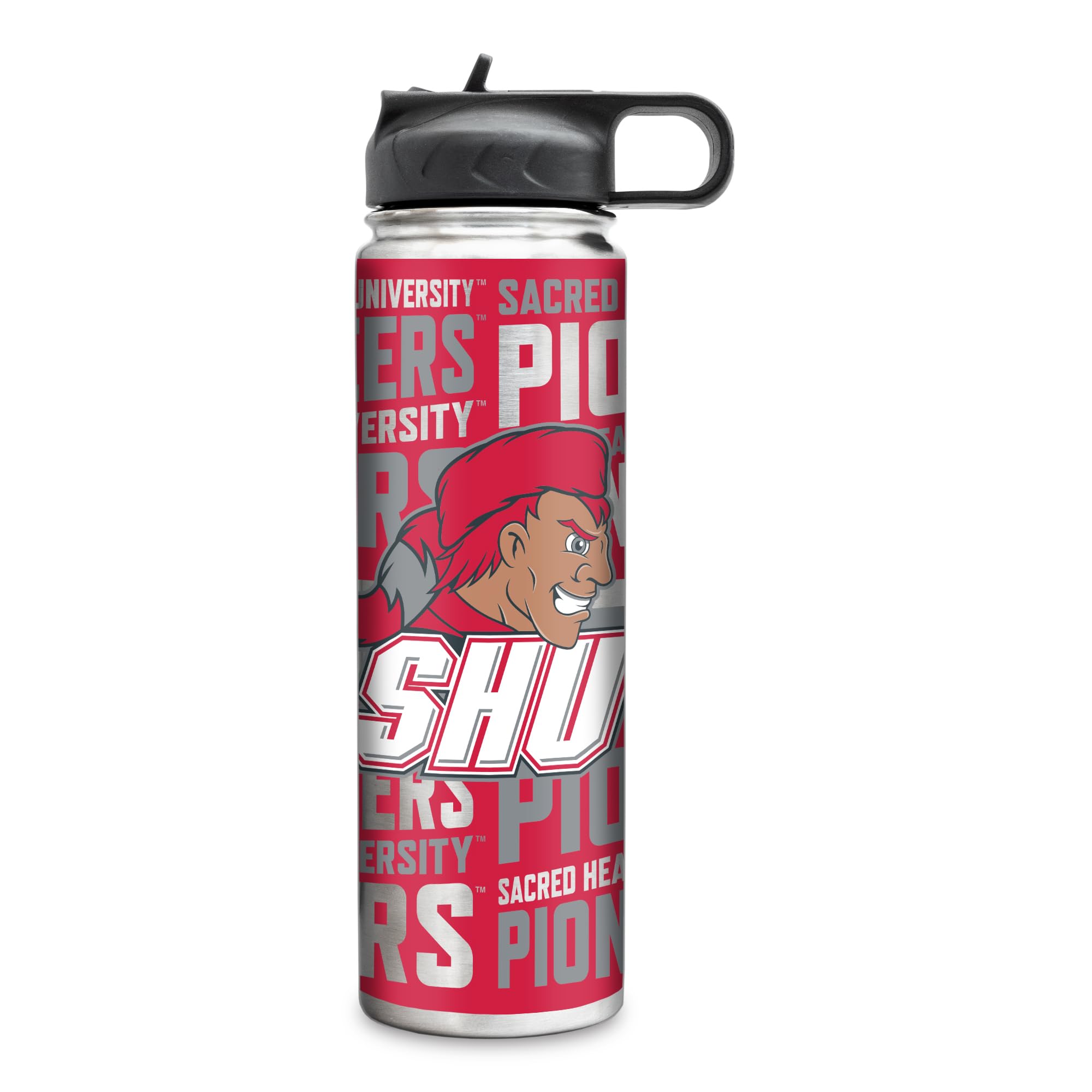 Rico Industries NCAA Sacred Heart Pioneers Standard 22oz Stainless Steel Tumbler with Lid - Great For Coffee, Tea, Water or Cock