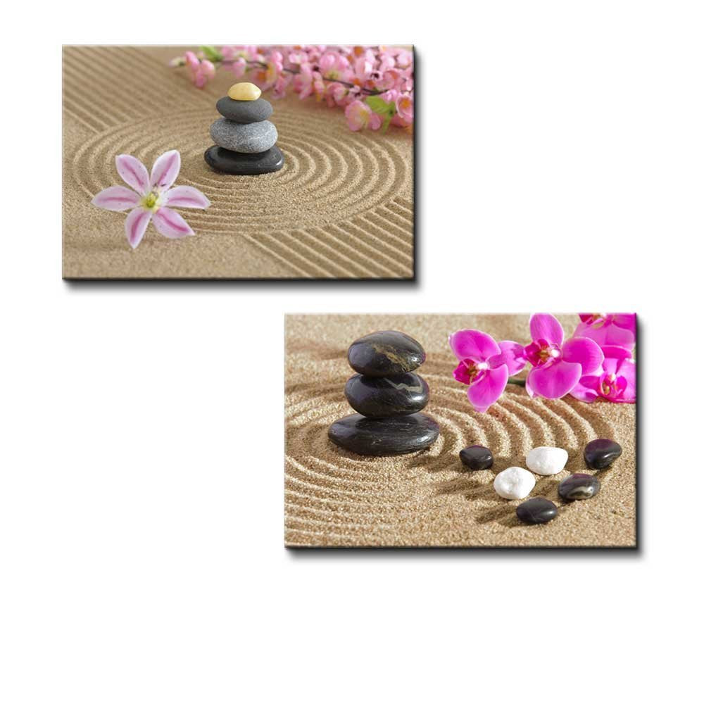 Wall26 - Canvas Prints Wall Art - Japanese Zen Garden With Stacked Stones | Modern Wall Decor/Home Decoration Stretched Gallery