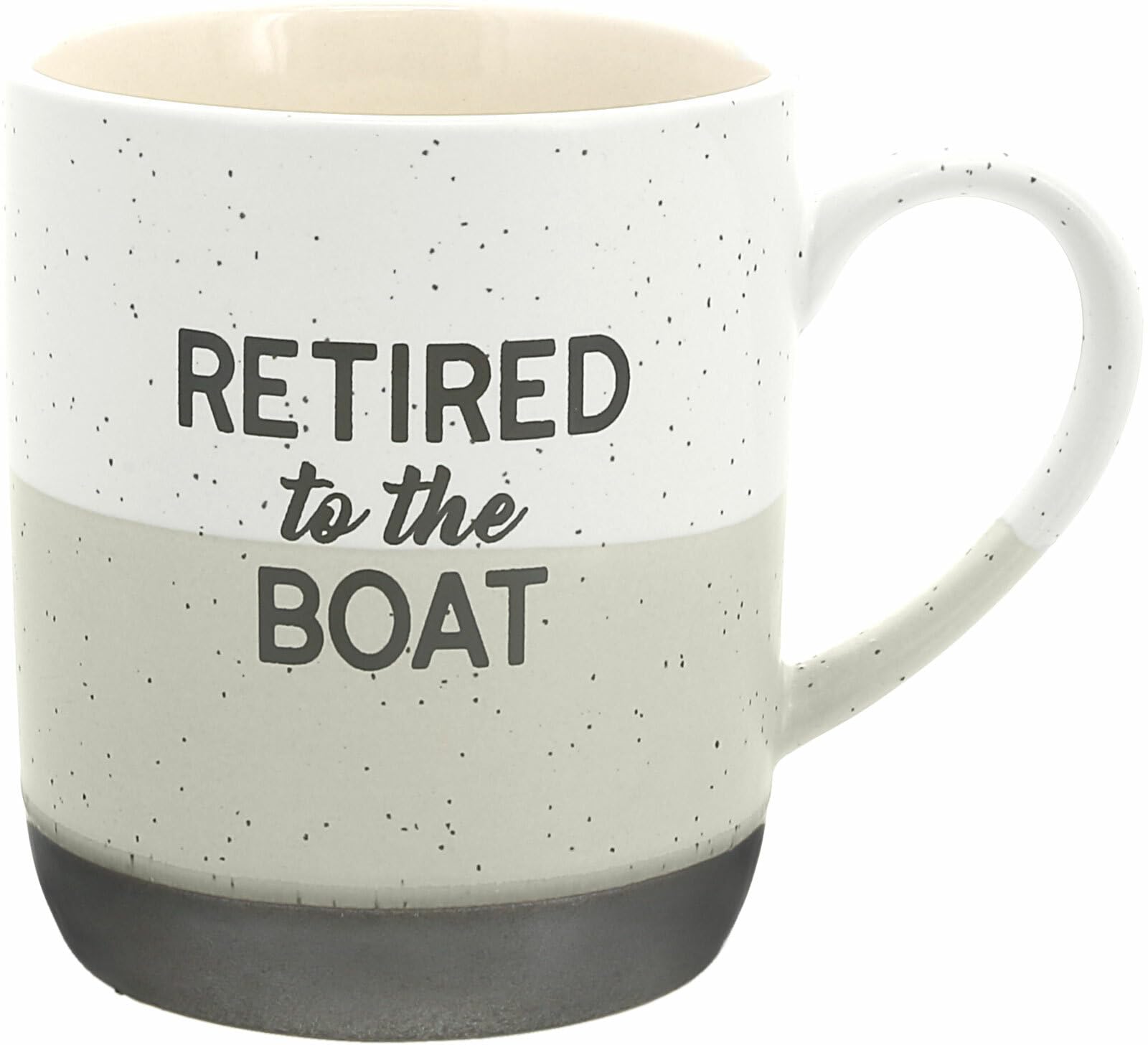 Pavilion Gift Company 15-ounce Mug - Retired To The Boat Speckled Stoneware Coffee Cup Mug, Beige