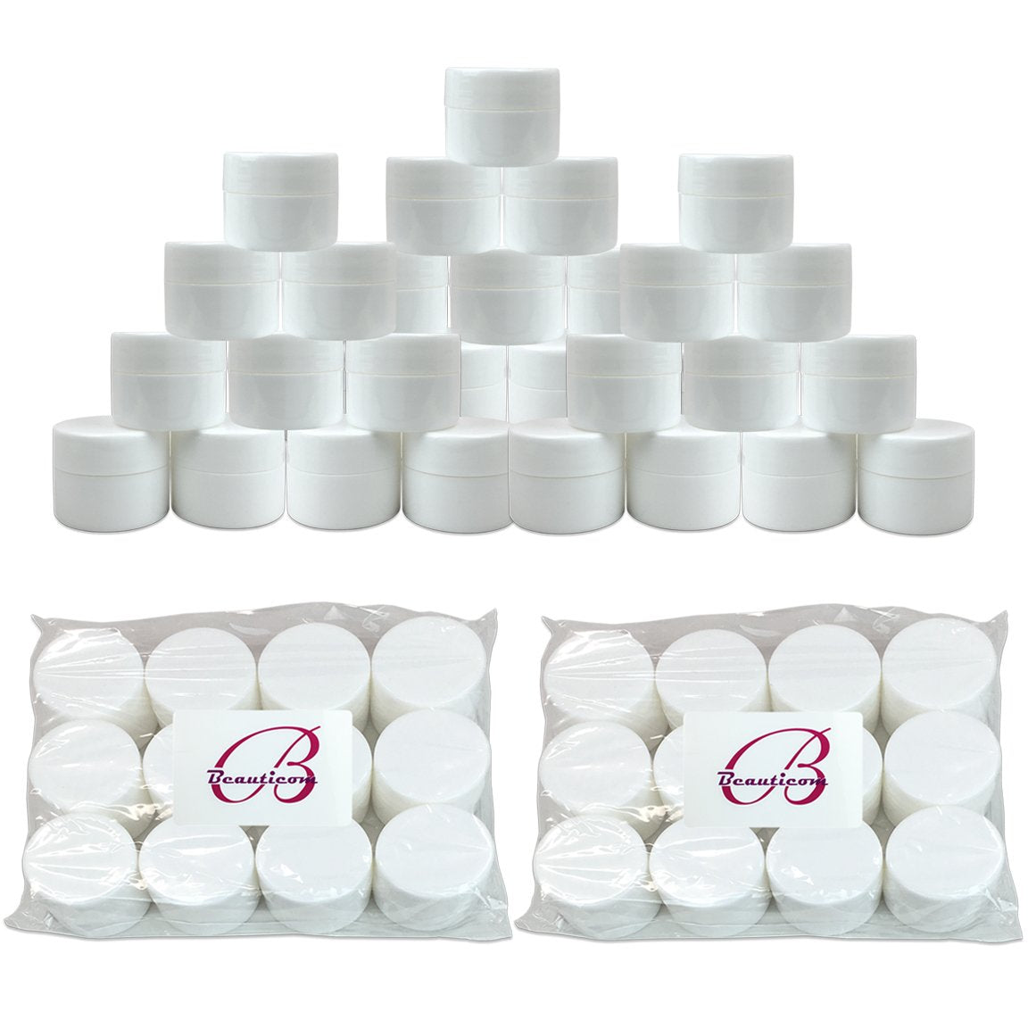 Beauticom 36 Pieces 7G/7Ml (0.25Oz) White Sturdy Thick Double Wall Plastic Container Jar With Foam Lined Lid For Herbs, Spices,