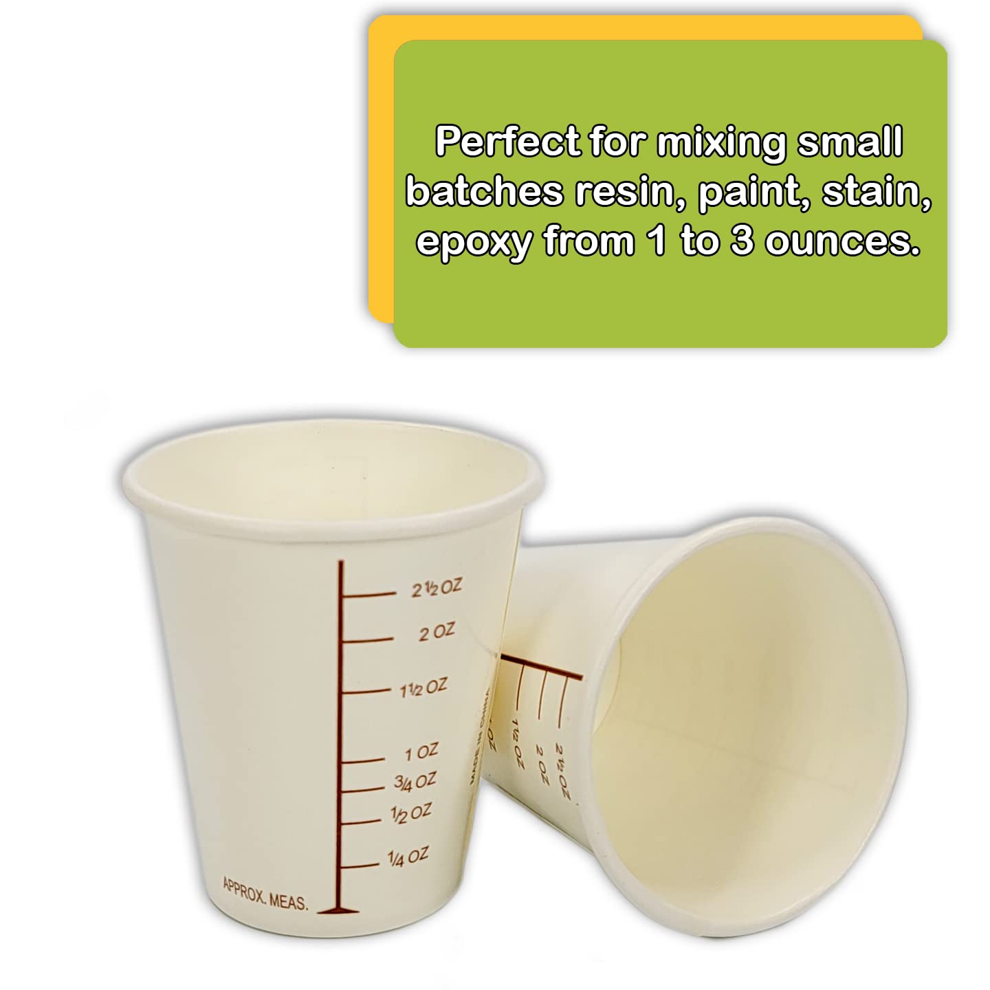50 3Oz Coated Paper Graduated Cups For Mixing Paint, Stain, Epoxy, Resin By Netsellsit; Disposable, Recyleable, From Renewable R
