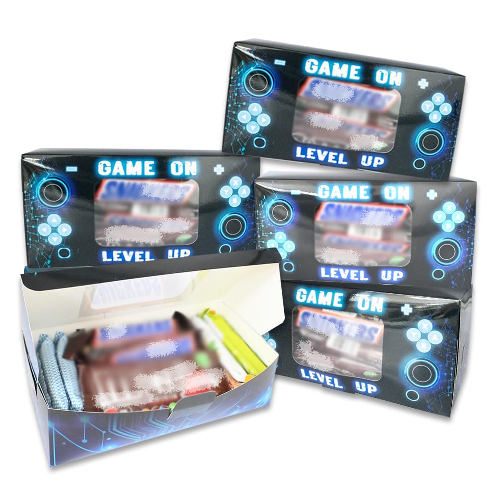 Shescrzionu Video Game Party Favors Boxes 12 PCS-Perfect Gamer Party Favors,Party Favor Boxes with Window,Game On Birthday Decor