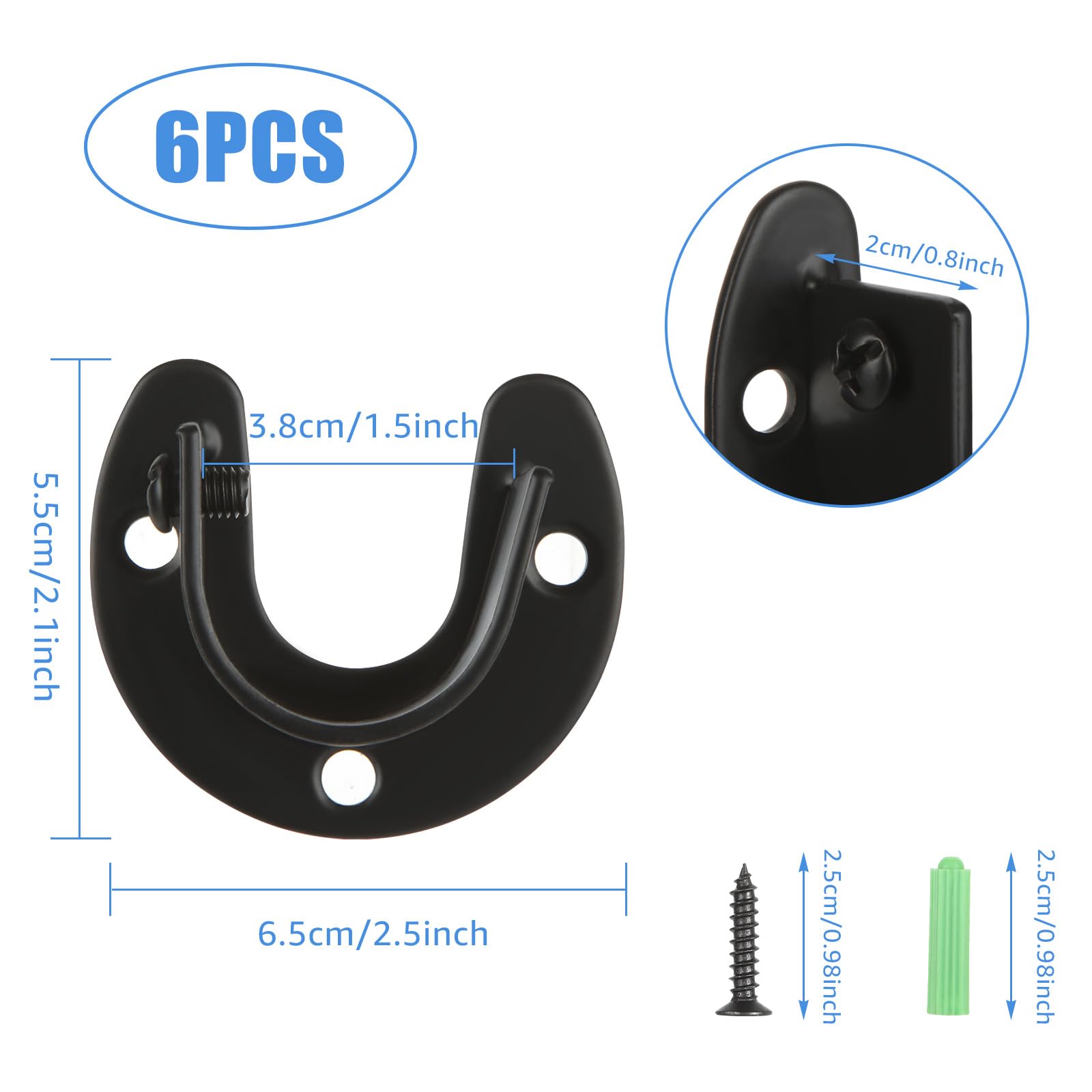 6Pcs Stainless Steel Closet Rod Brackets, 1-1/2 Inch Dia Heavy Duty Socket Flange Rod Holder, Shower Curtain Rod Pole End Suppor